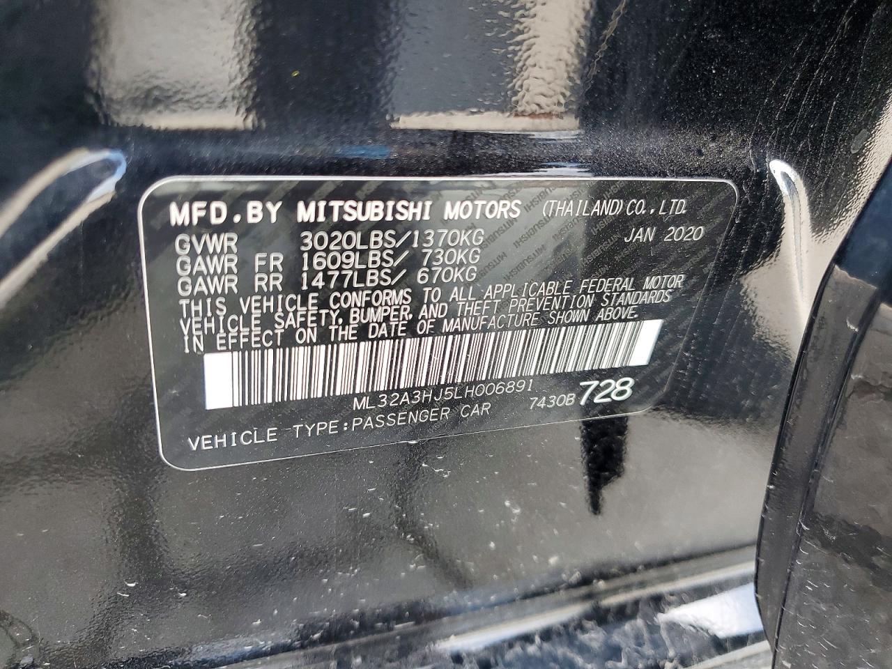 2020 Mitsubishi Mirage Es Black vin: ML32A3HJ5LH006891