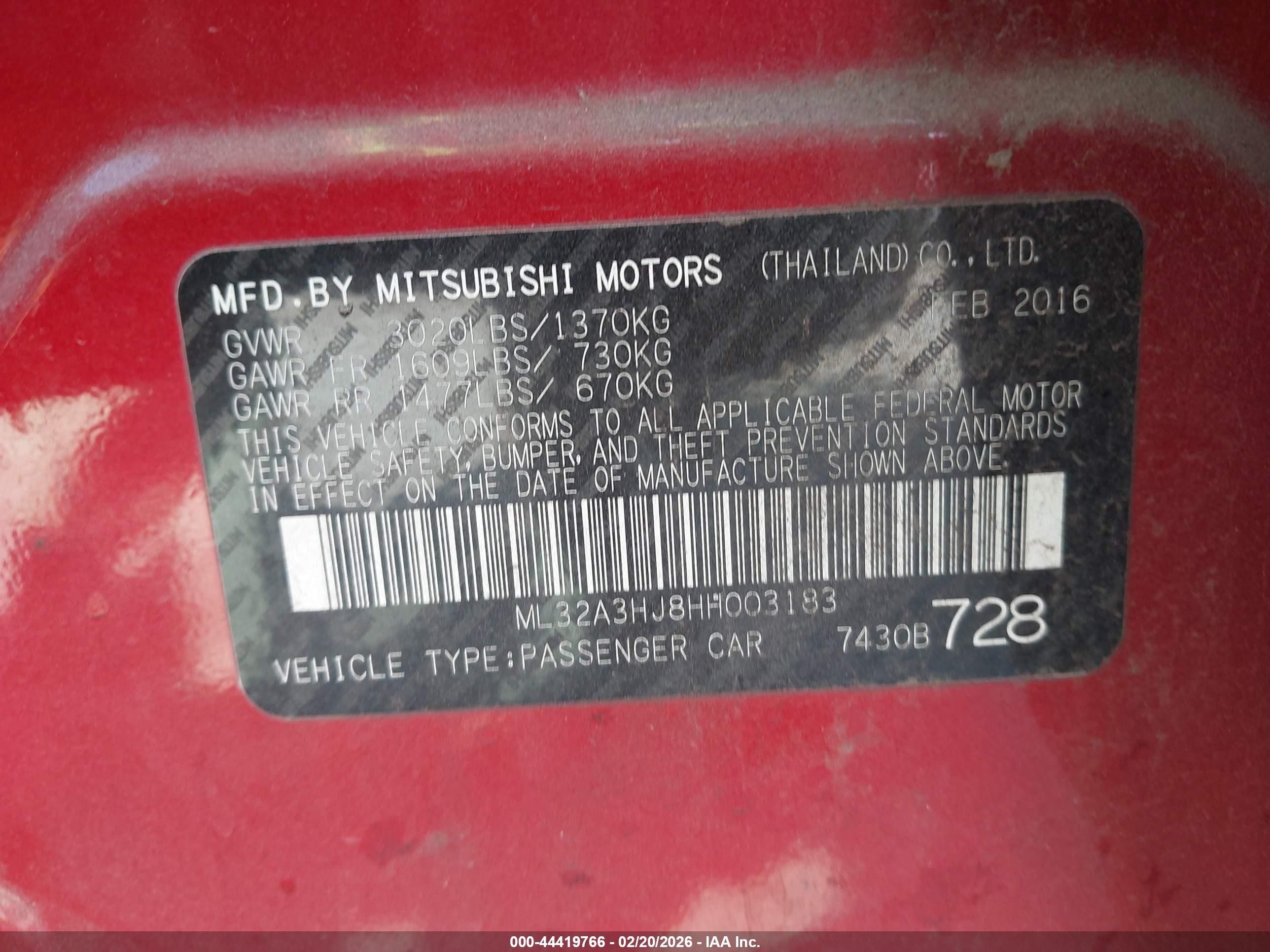 2017 Mitsubishi Mirage Es Red vin: ML32A3HJ8HH003183