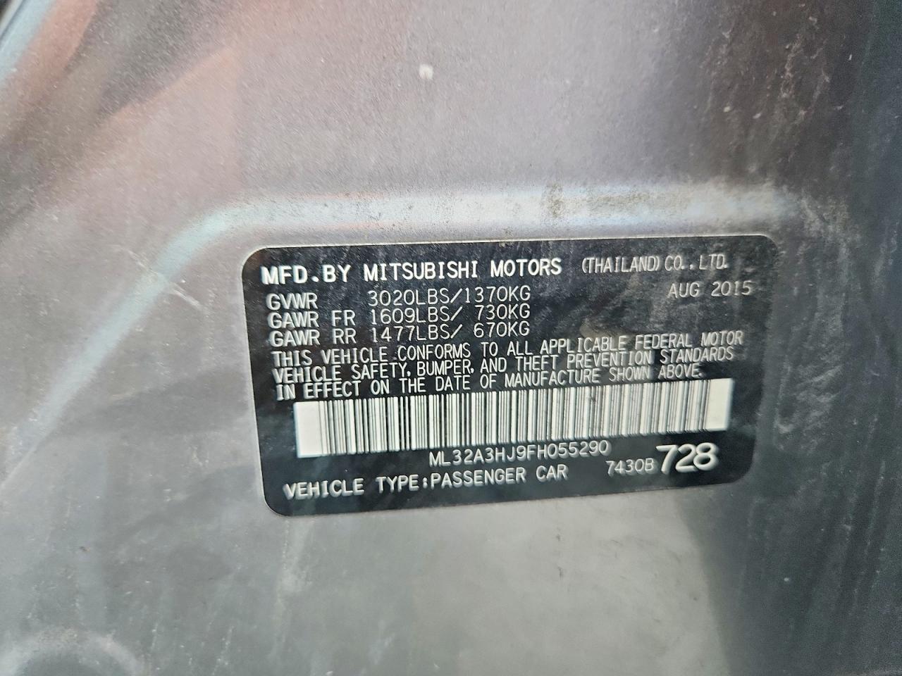 2015 Mitsubishi Mirage De Silver vin: ML32A3HJ9FH055290