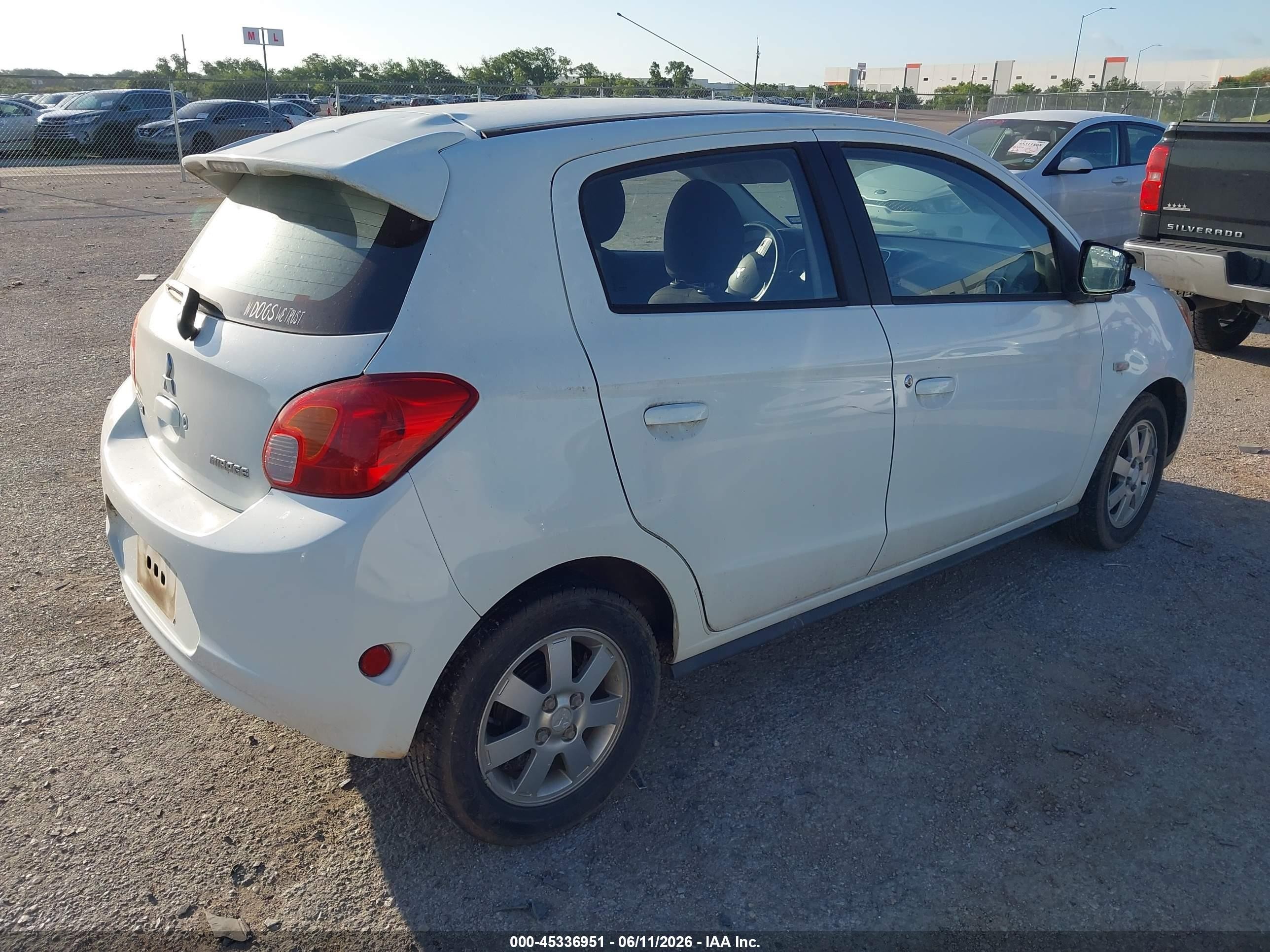 2014 Mitsubishi Mirage Es White vin: ML32A4HJ0EH015992