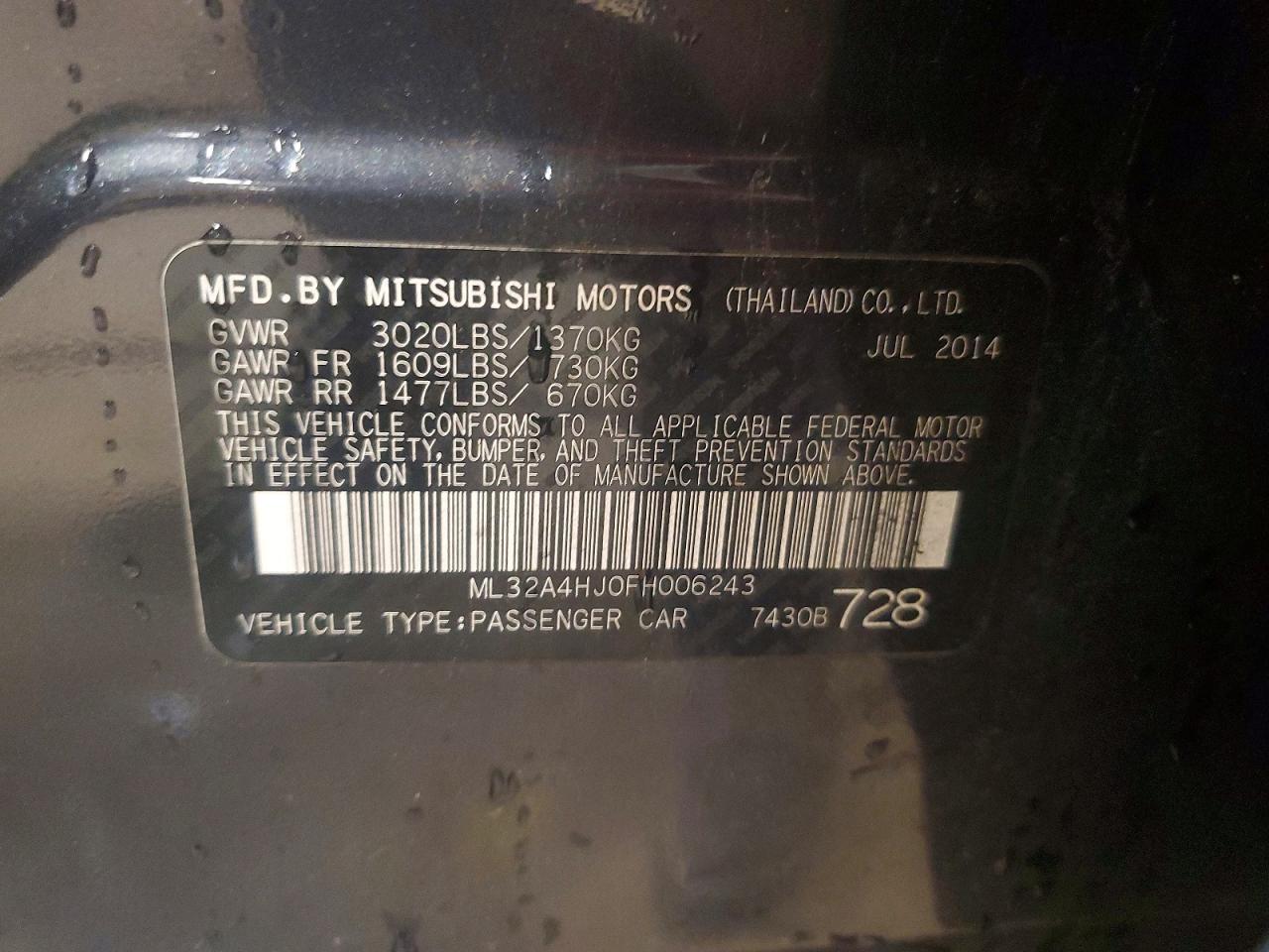 2015 Mitsubishi Mirage Es Gray vin: ML32A4HJ0FH006243