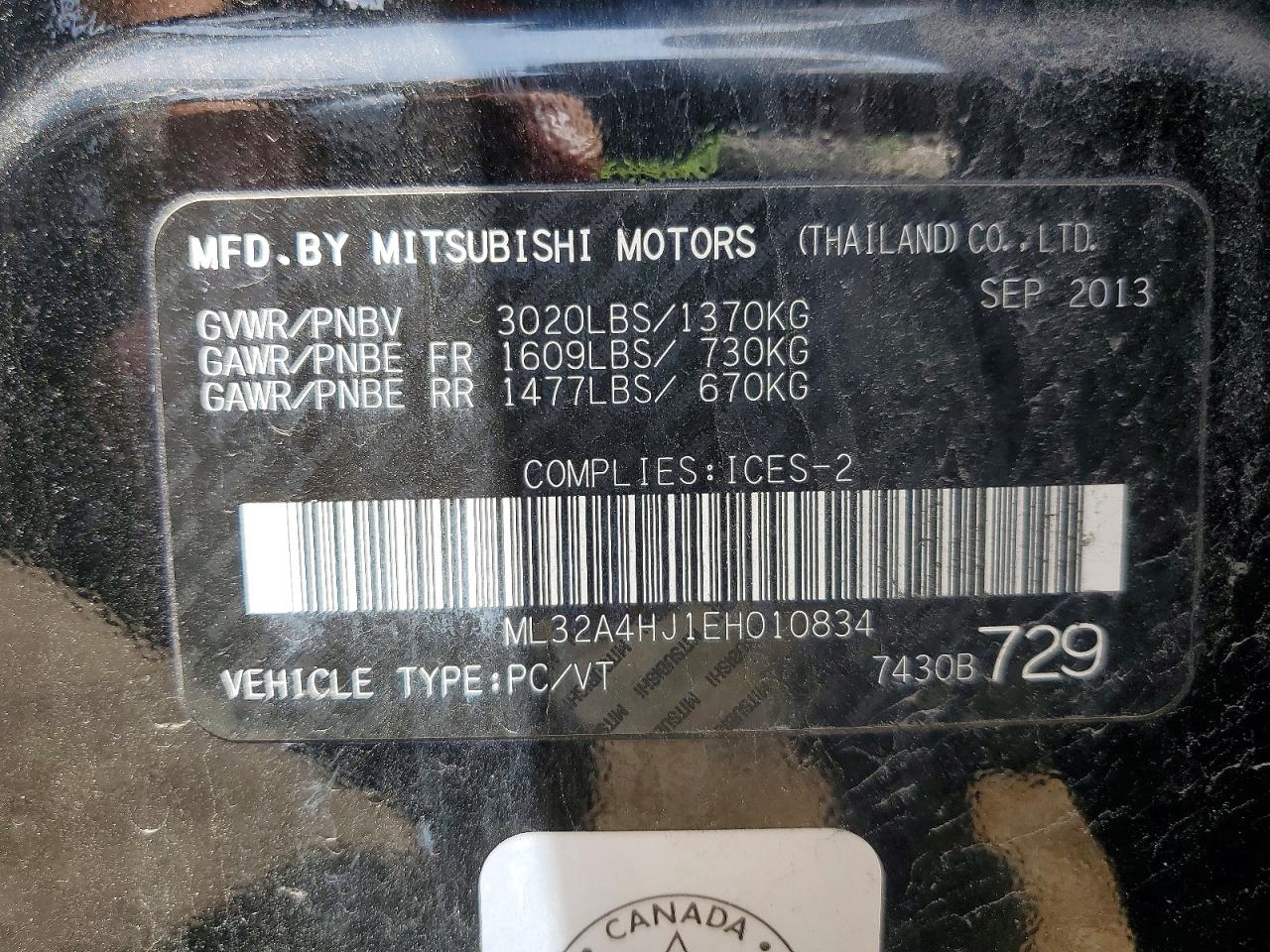 2014 Mitsubishi Mirage Es Черный vin: ML32A4HJ1EH010834
