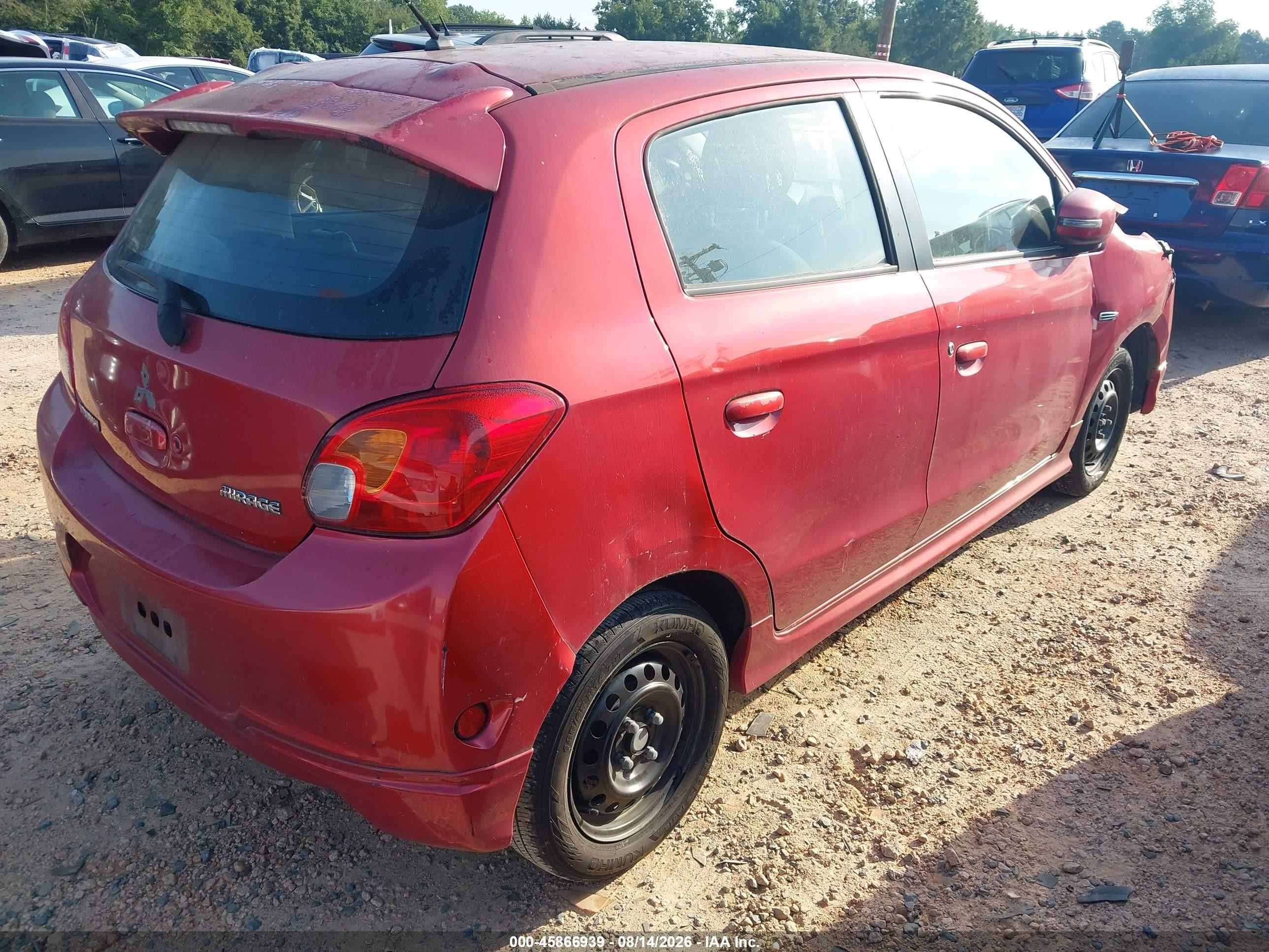 2015 Mitsubishi Mirage Es/rf Red vin: ML32A4HJ1FH002007