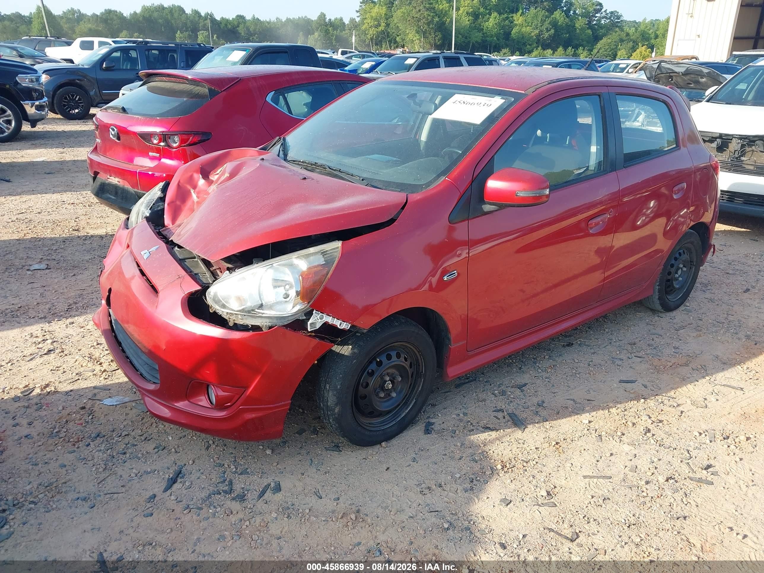 2015 Mitsubishi Mirage Es/rf Red vin: ML32A4HJ1FH002007