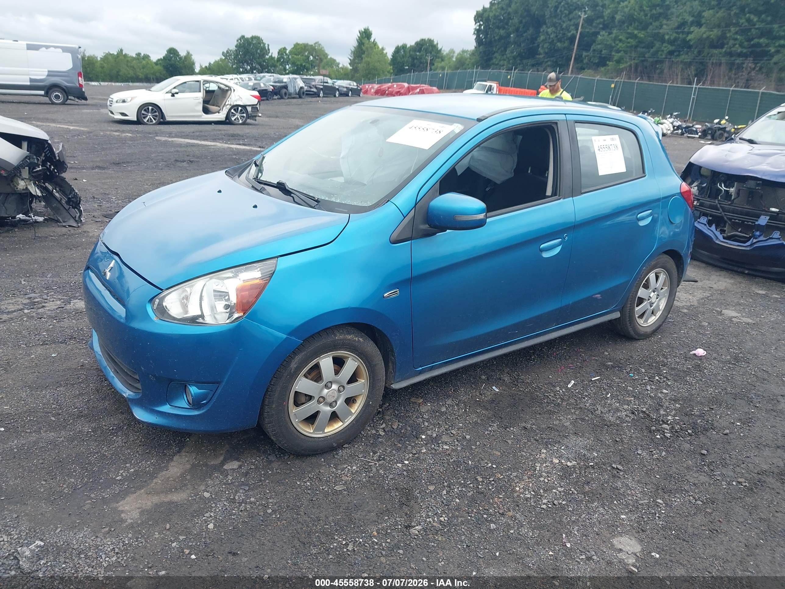 2015 Mitsubishi Mirage Es/rf Blue vin: ML32A4HJ1FH043236