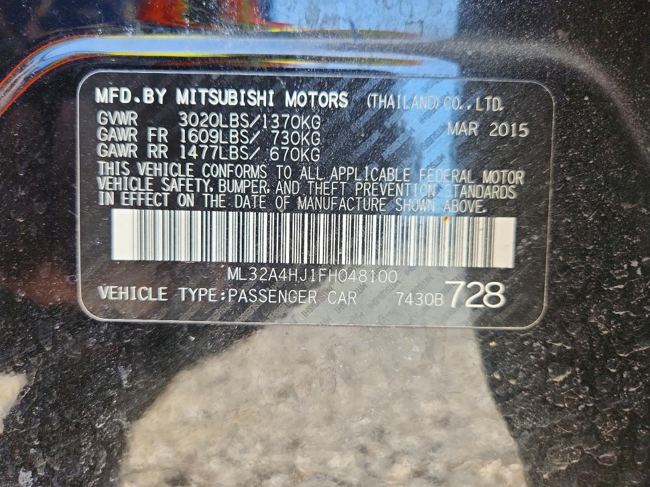 2015 Mitsubishi Mirage Es Black vin: ML32A4HJ1FH048100