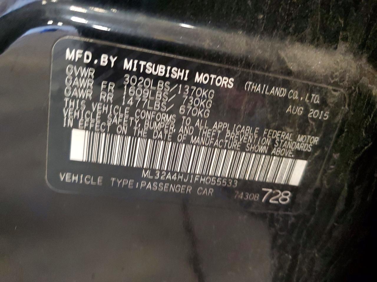 2015 Mitsubishi Mirage Es Black vin: ML32A4HJ1FH055533