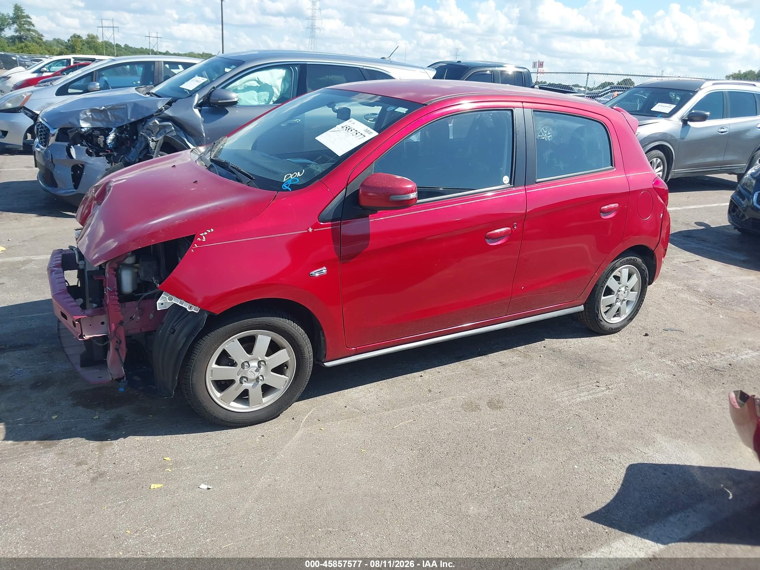 2015 Mitsubishi Mirage Es Burgundy vin: ML32A4HJ2FH050194