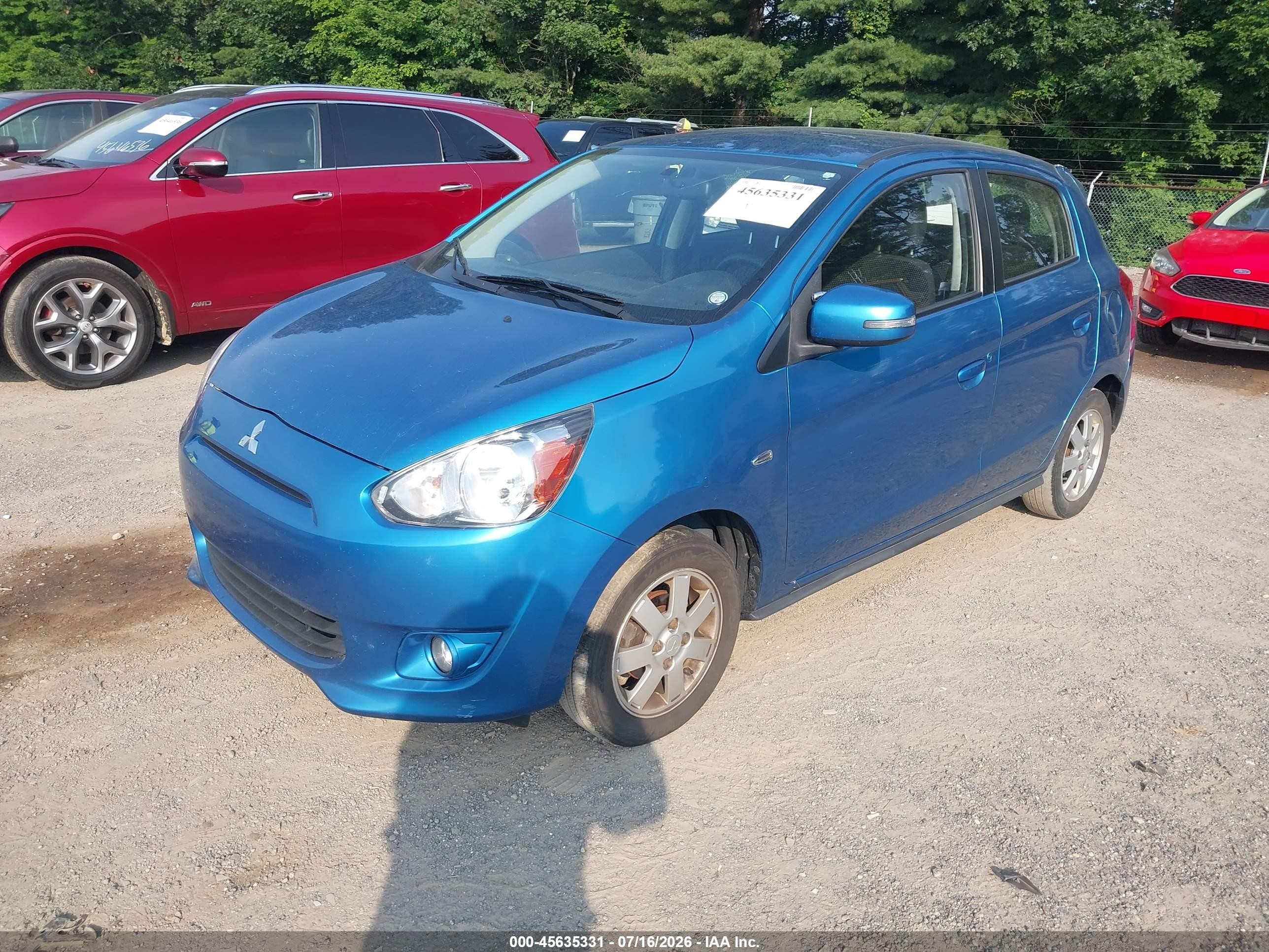2015 Mitsubishi Mirage Es/rf Blue vin: ML32A4HJ3FH002493