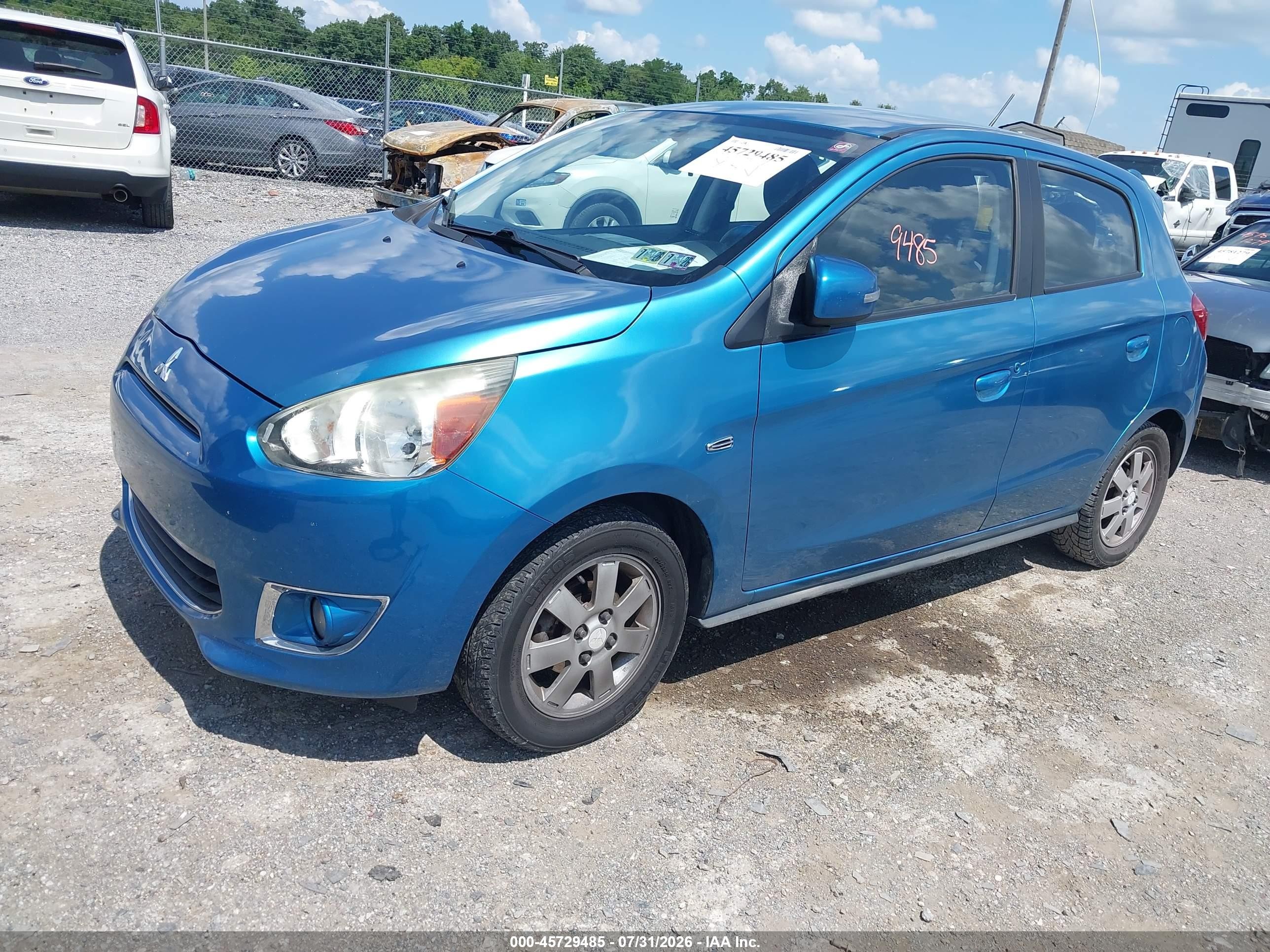 2015 Mitsubishi Mirage Es/rf Blue vin: ML32A4HJ5FH033891