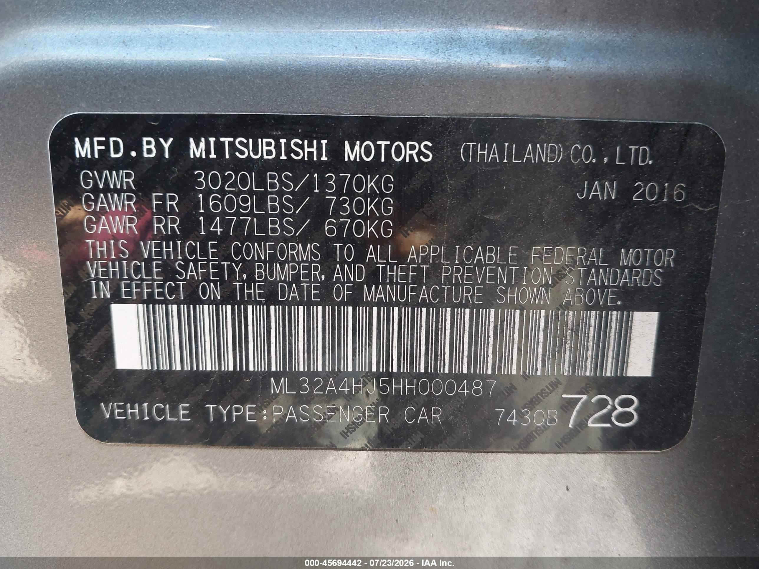 2017 Mitsubishi Mirage Se Gray vin: ML32A4HJ5HH000487
