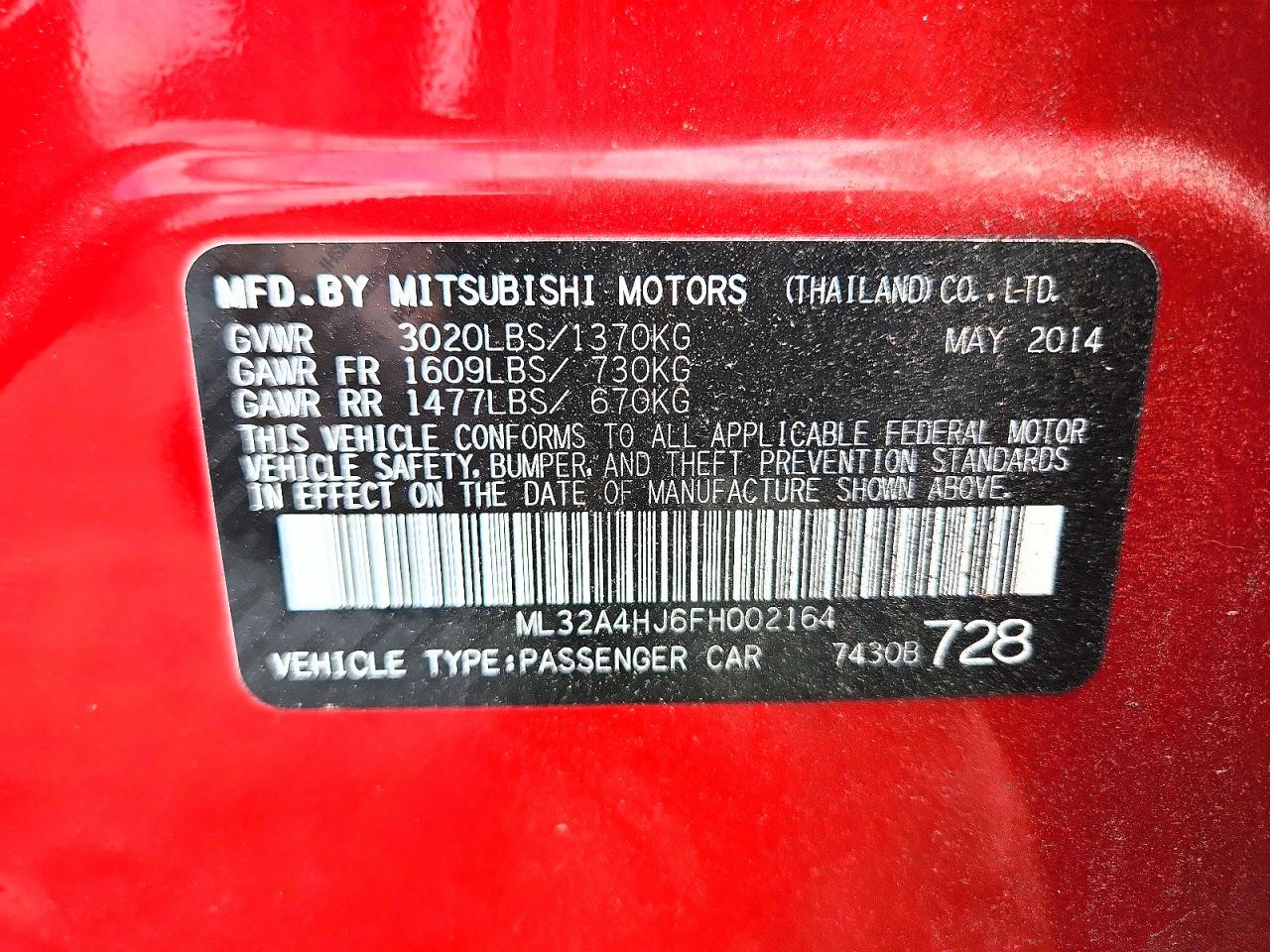 2015 Mitsubishi Mirage Es Red vin: ML32A4HJ6FH002164