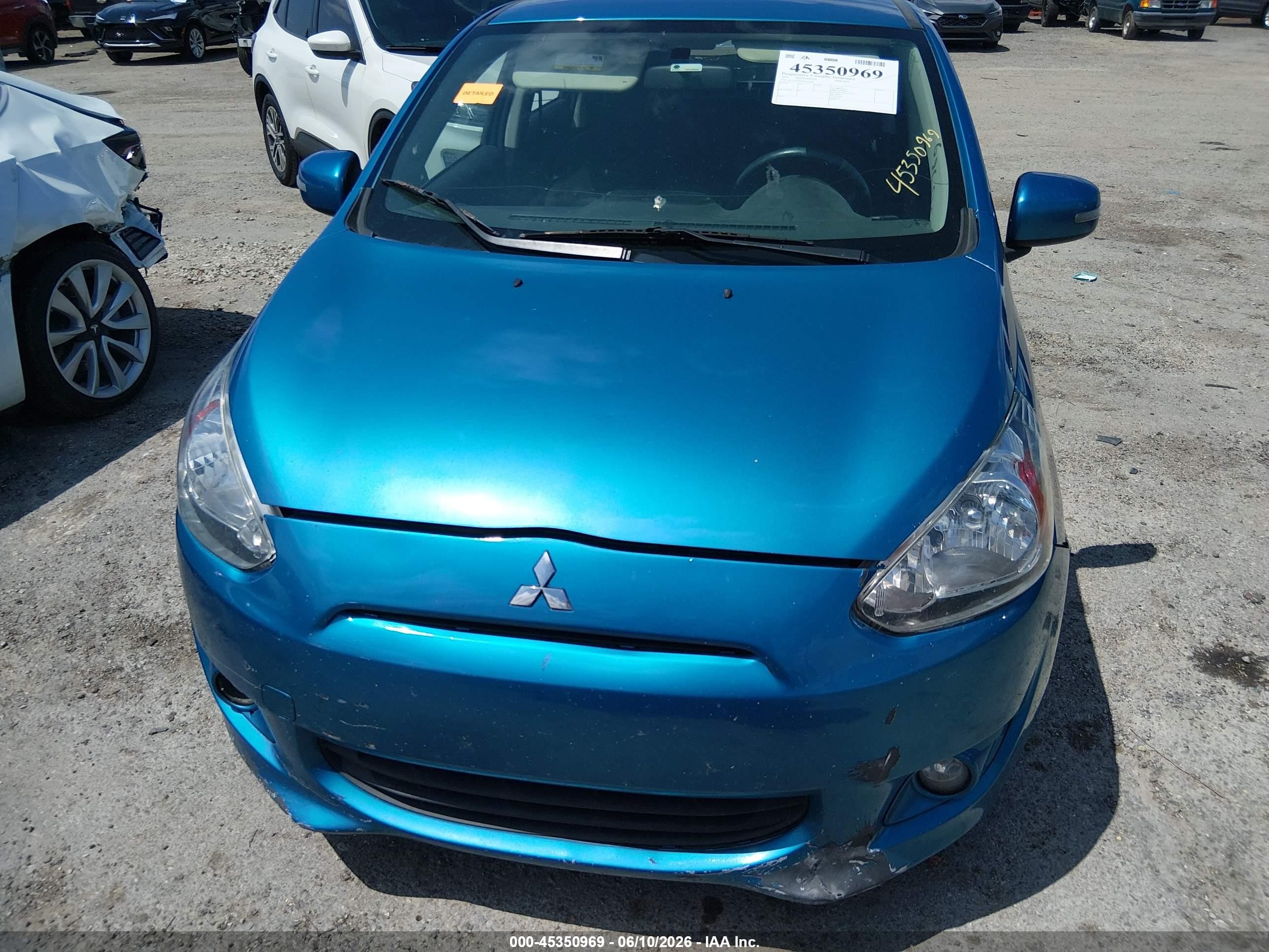 2015 Mitsubishi Mirage Es/rf Blue vin: ML32A4HJ6FH038386