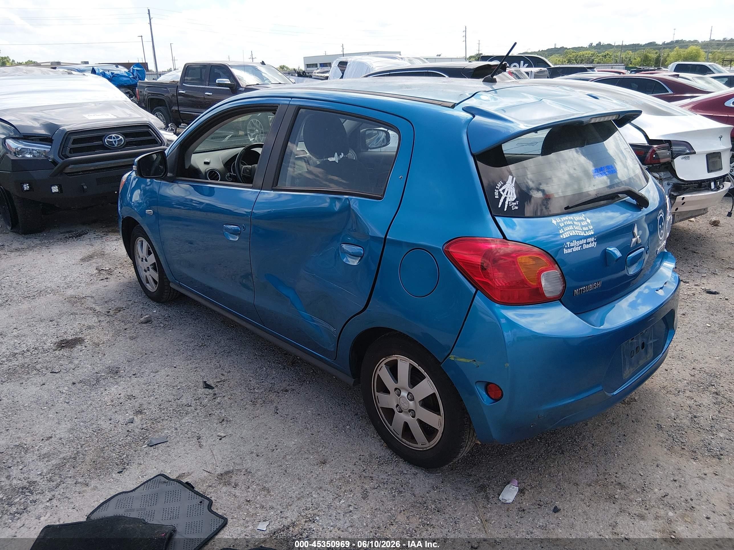 2015 Mitsubishi Mirage Es/rf Blue vin: ML32A4HJ6FH038386