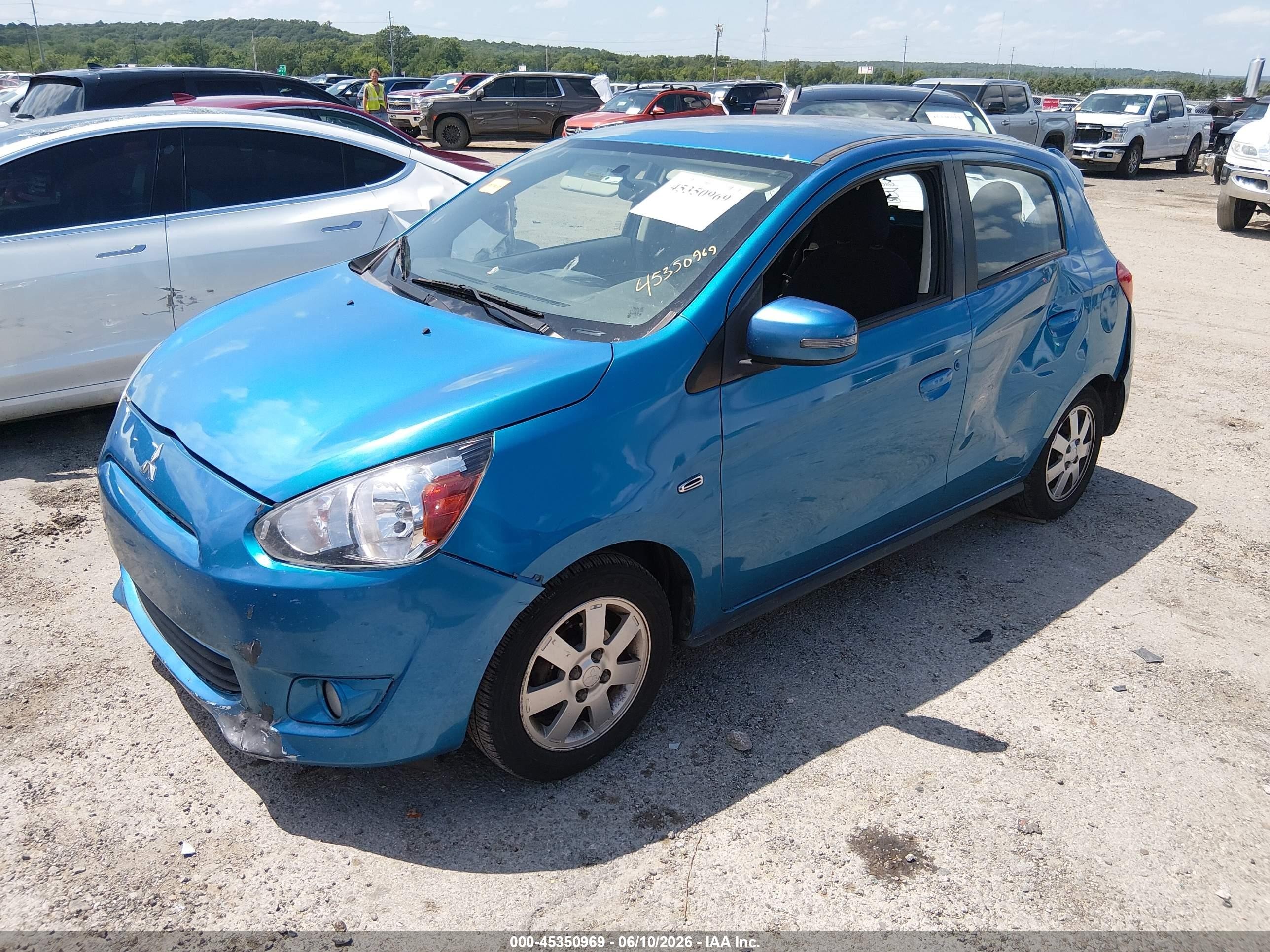 2015 Mitsubishi Mirage Es/rf Blue vin: ML32A4HJ6FH038386