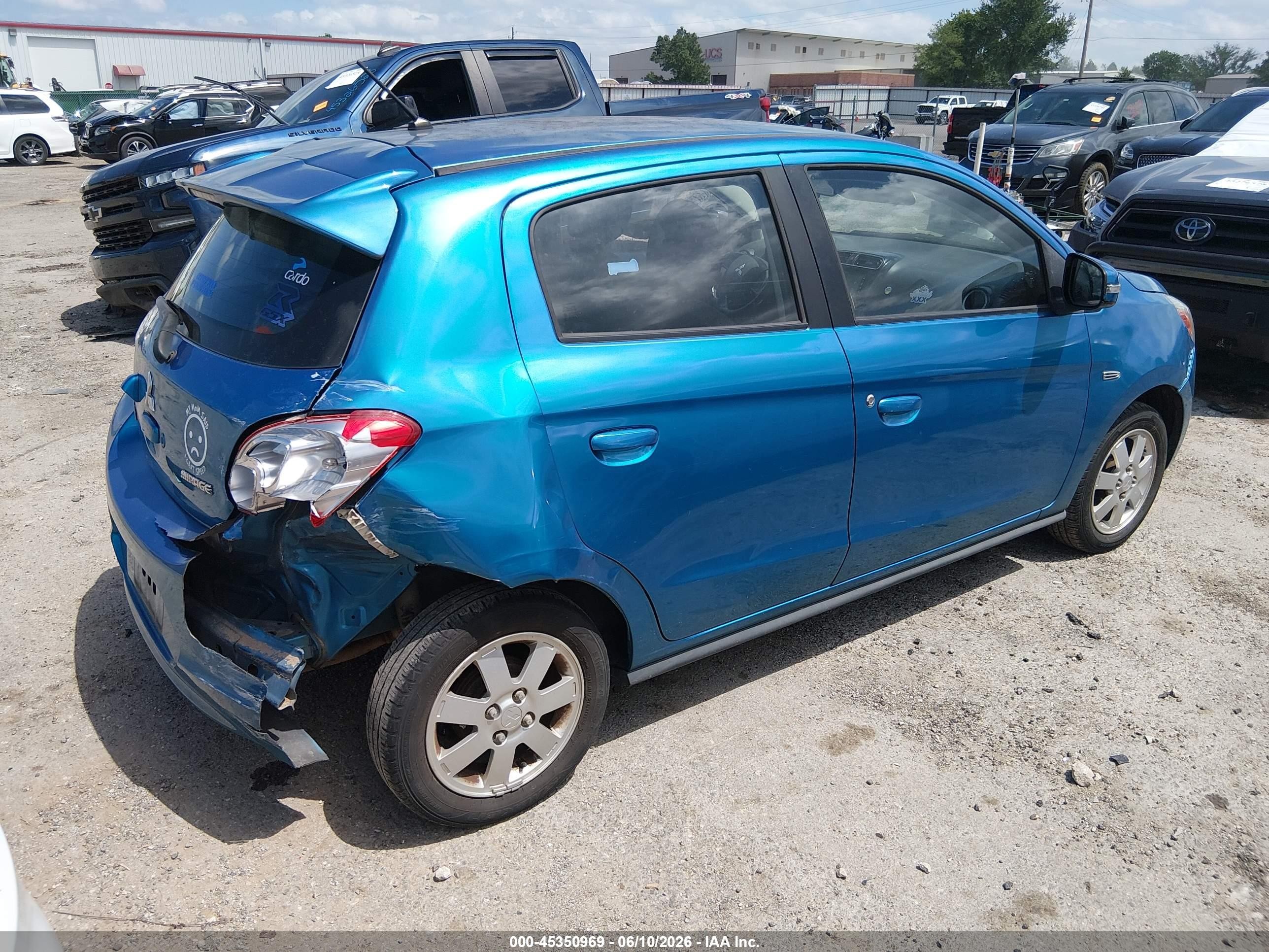 2015 Mitsubishi Mirage Es/rf Blue vin: ML32A4HJ6FH038386