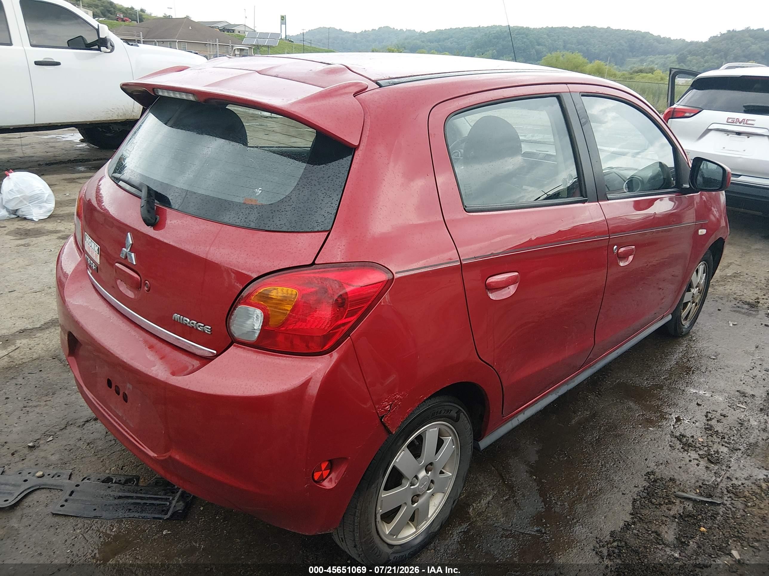 2014 Mitsubishi Mirage Es Red vin: ML32A4HJ8EH015609
