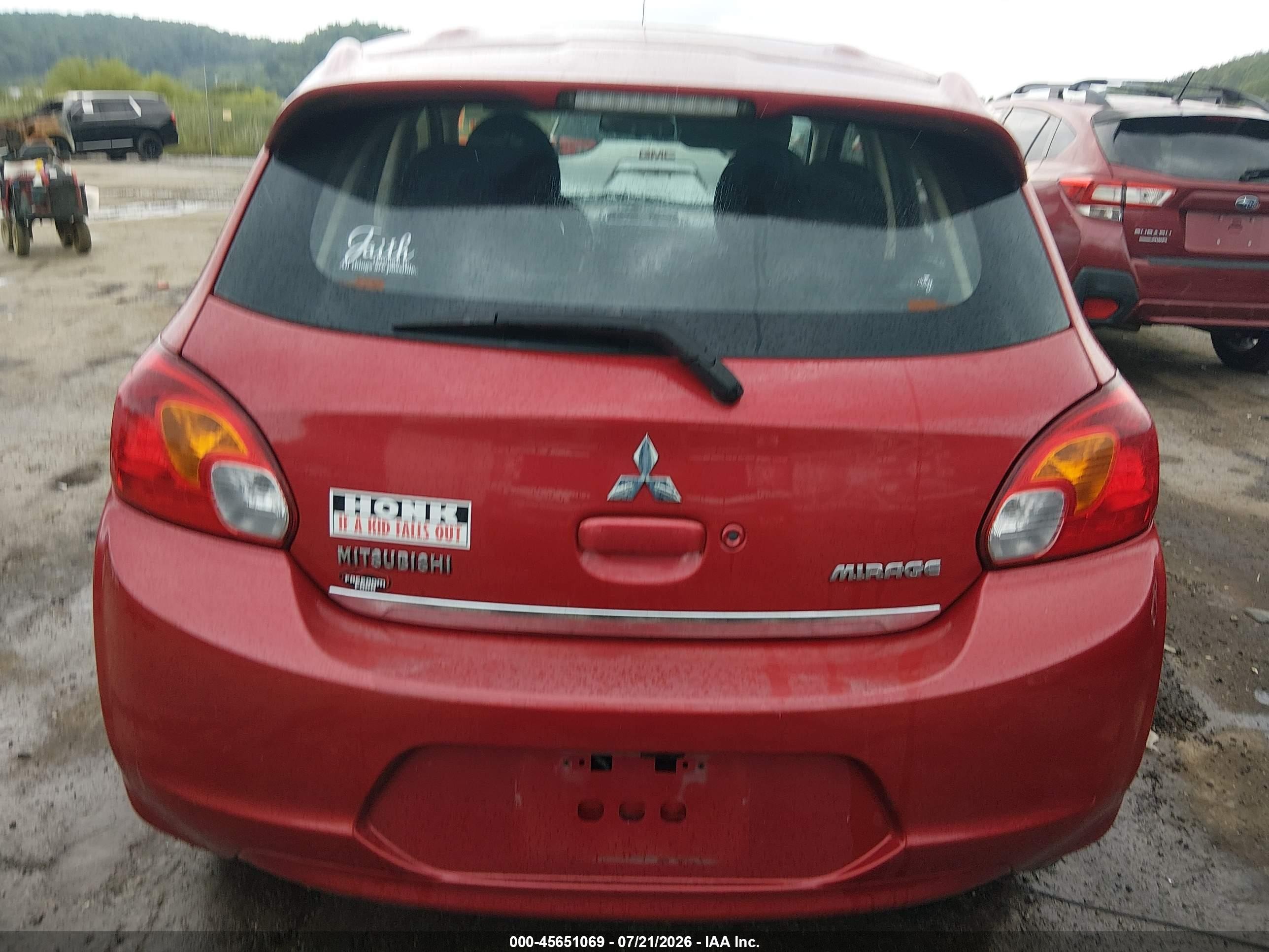 2014 Mitsubishi Mirage Es Red vin: ML32A4HJ8EH015609