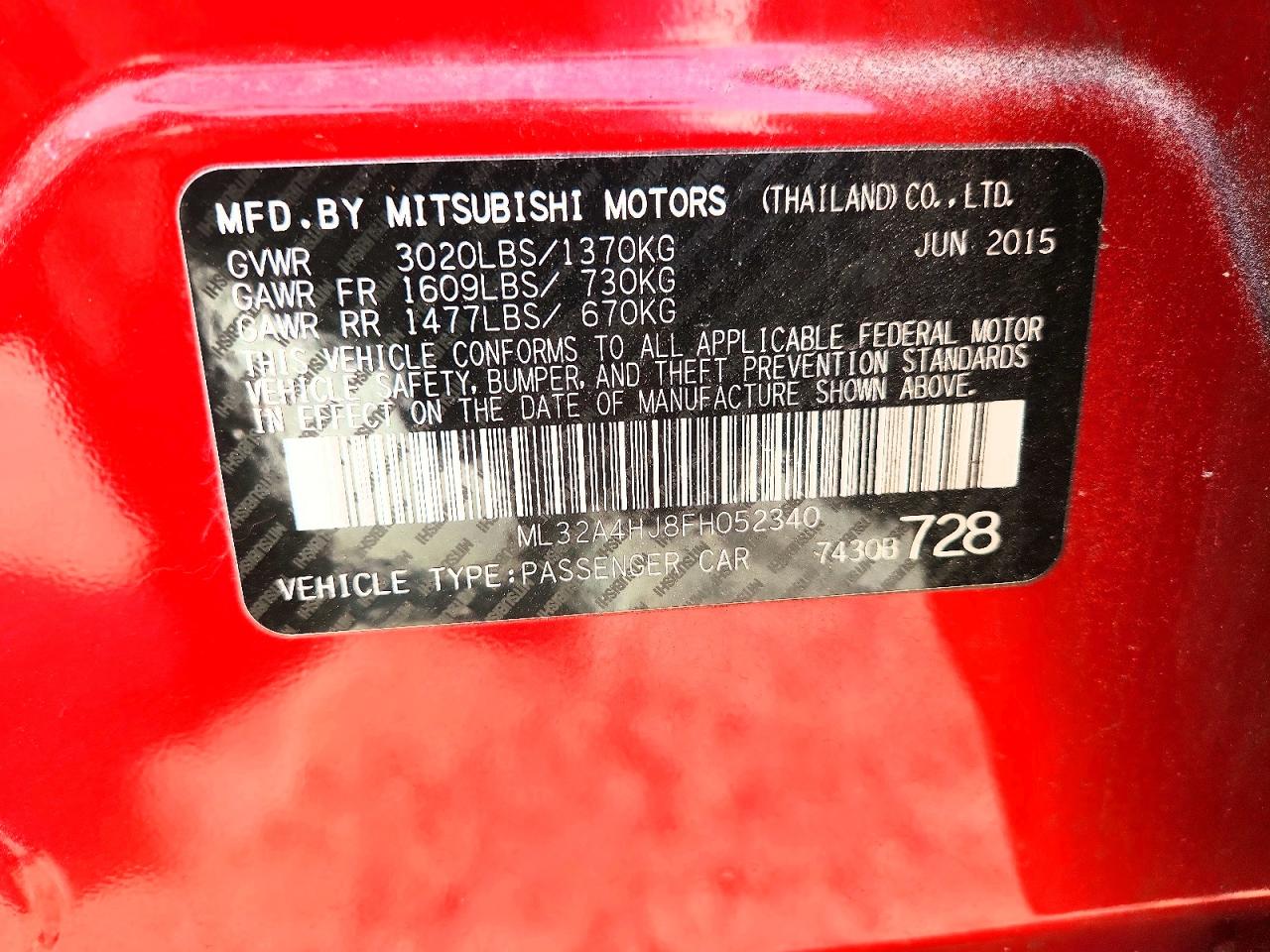2015 Mitsubishi Mirage Es Red vin: ML32A4HJ8FH052340