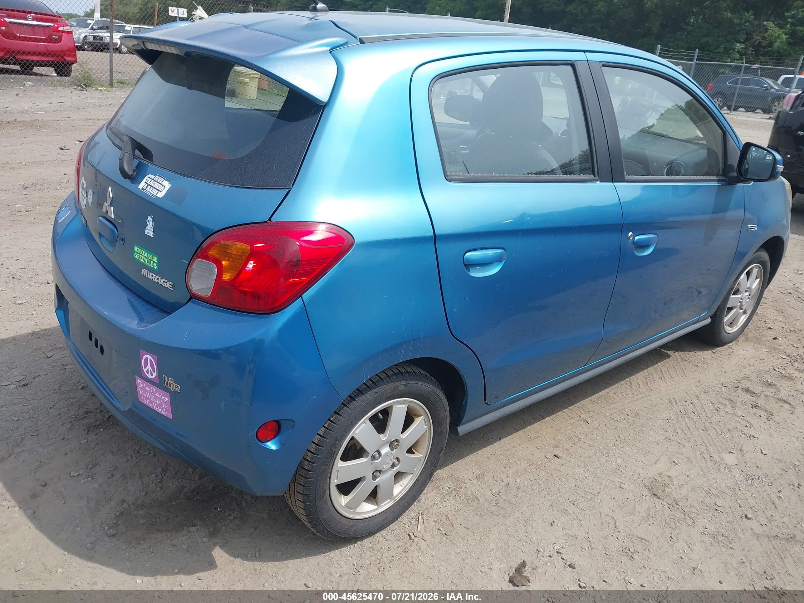 2015 Mitsubishi Mirage Es Синий vin: ML32A4HJ9FH060446