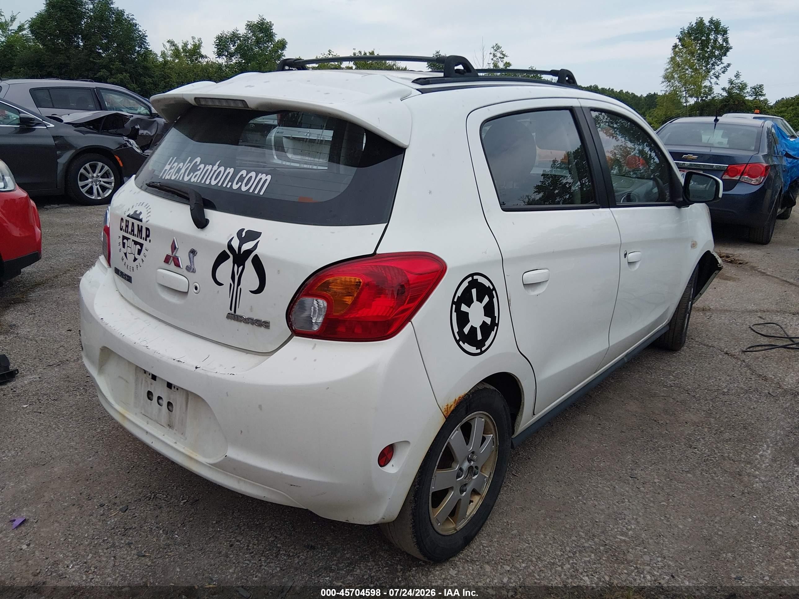 2014 Mitsubishi Mirage Es White vin: ML32A4HJXEH016387