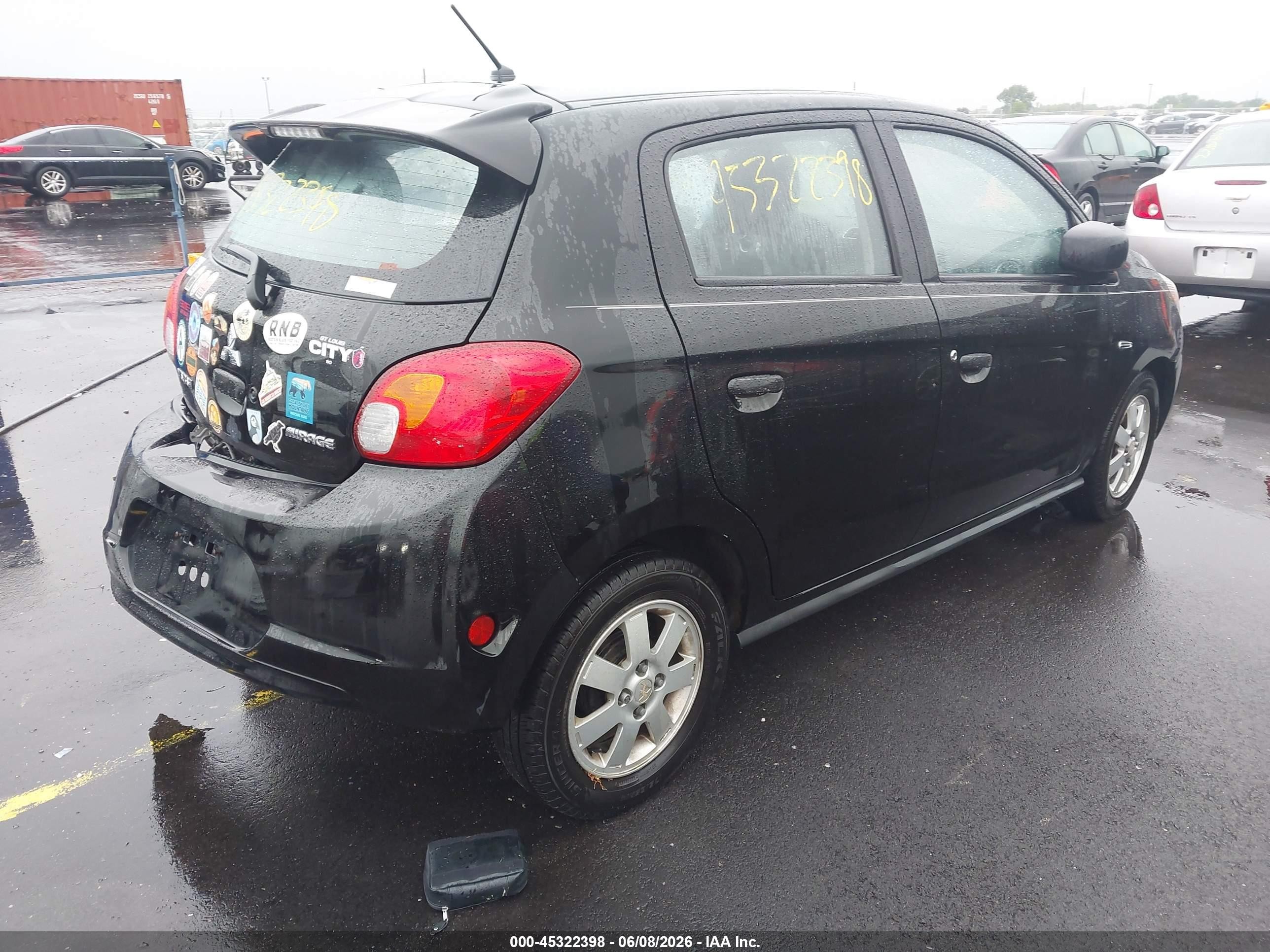 2015 Mitsubishi Mirage Es Black vin: ML32A4HJXFH034079