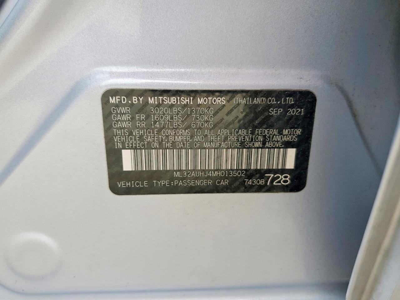 2021 Mitsubishi Mirage Es Silver vin: ML32AUHJ4MH013502