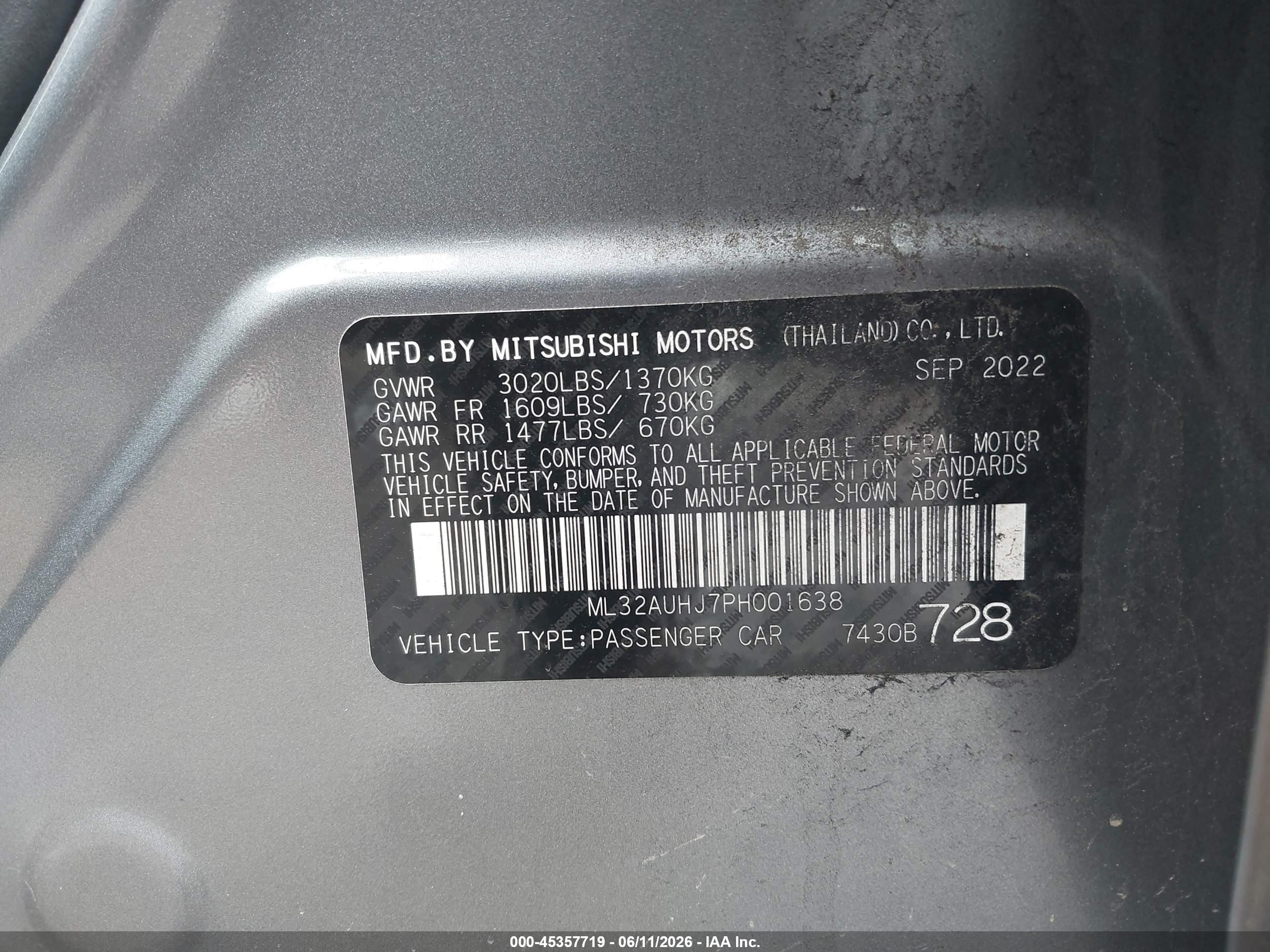 2023 Mitsubishi Mirage Es/le Gray vin: ML32AUHJ7PH001638