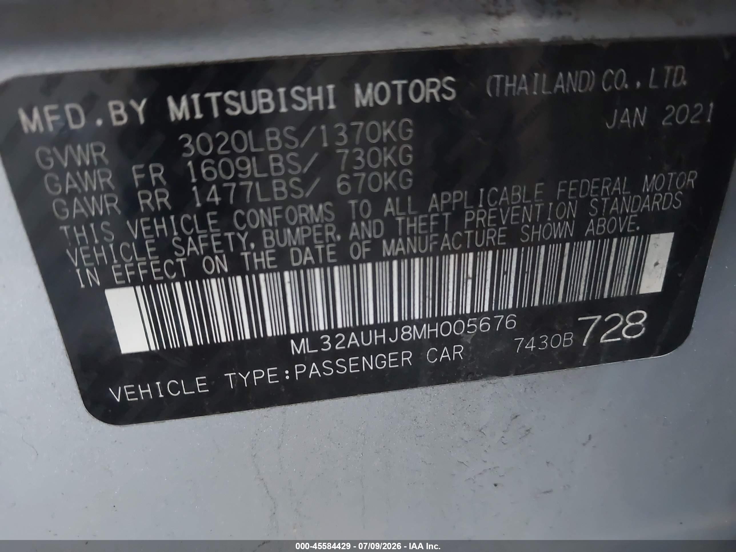 2021 Mitsubishi Mirage Carbonite Edition/es/le Серебряный vin: ML32AUHJ8MH005676