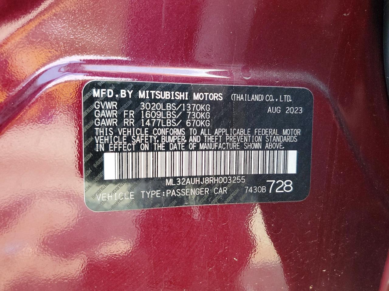 2024 Mitsubishi Mirage Es/le Purple vin: ML32AUHJ8RH003255