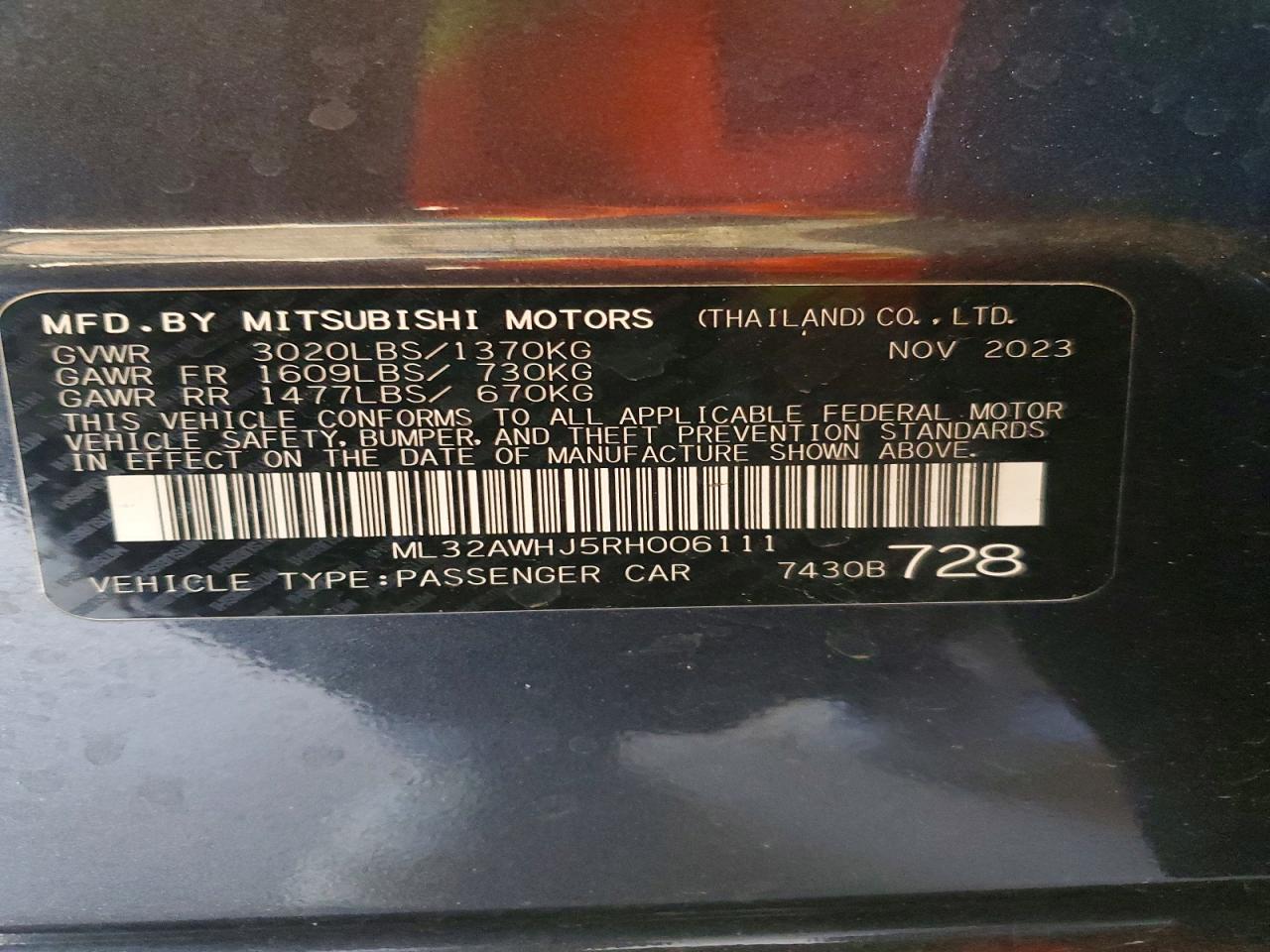 2024 Mitsubishi Mirage Se Gray vin: ML32AWHJ5RH006111