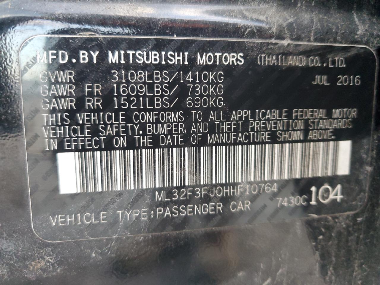 2017 Mitsubishi Mirage G4 Es Черный vin: ML32F3FJ0HHF10764