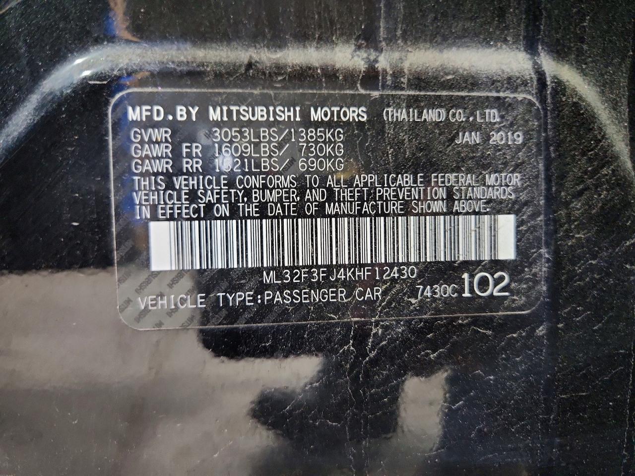 2019 Mitsubishi Mirage G4 Es Black vin: ML32F3FJ4KHF12430