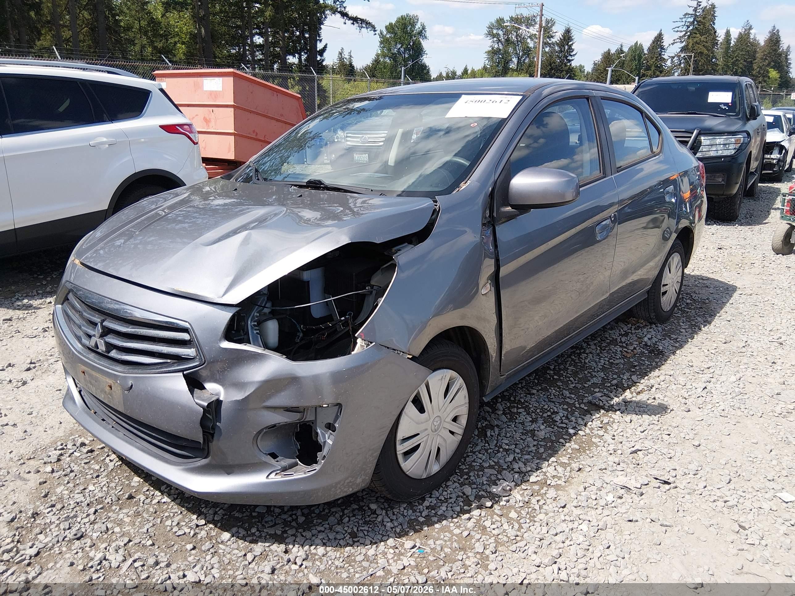 2019 Mitsubishi Mirage G4 Es Gray vin: ML32F3FJ6KHF10646