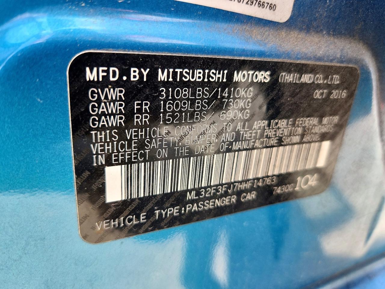 2017 Mitsubishi Mirage G4 Es Синий vin: ML32F3FJ7HHF14763