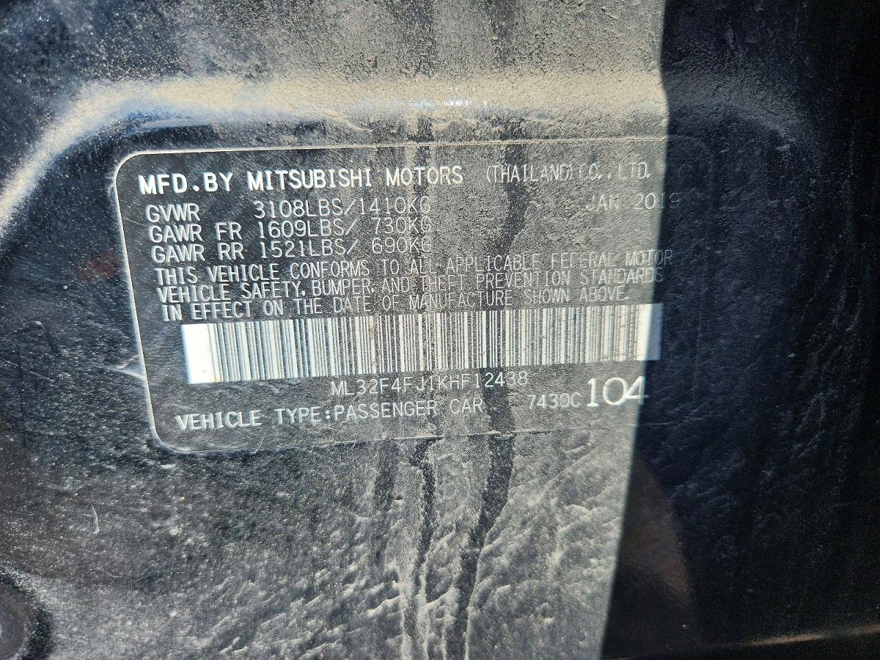 2019 Mitsubishi Mirage G4 Se Black vin: ML32F4FJ1KHF12438