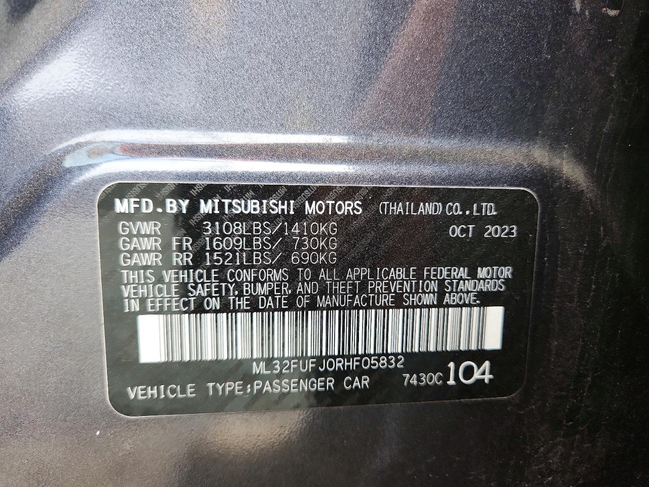 2024 Mitsubishi Mirage G4 Es Gray vin: ML32FUFJ0RHF05832