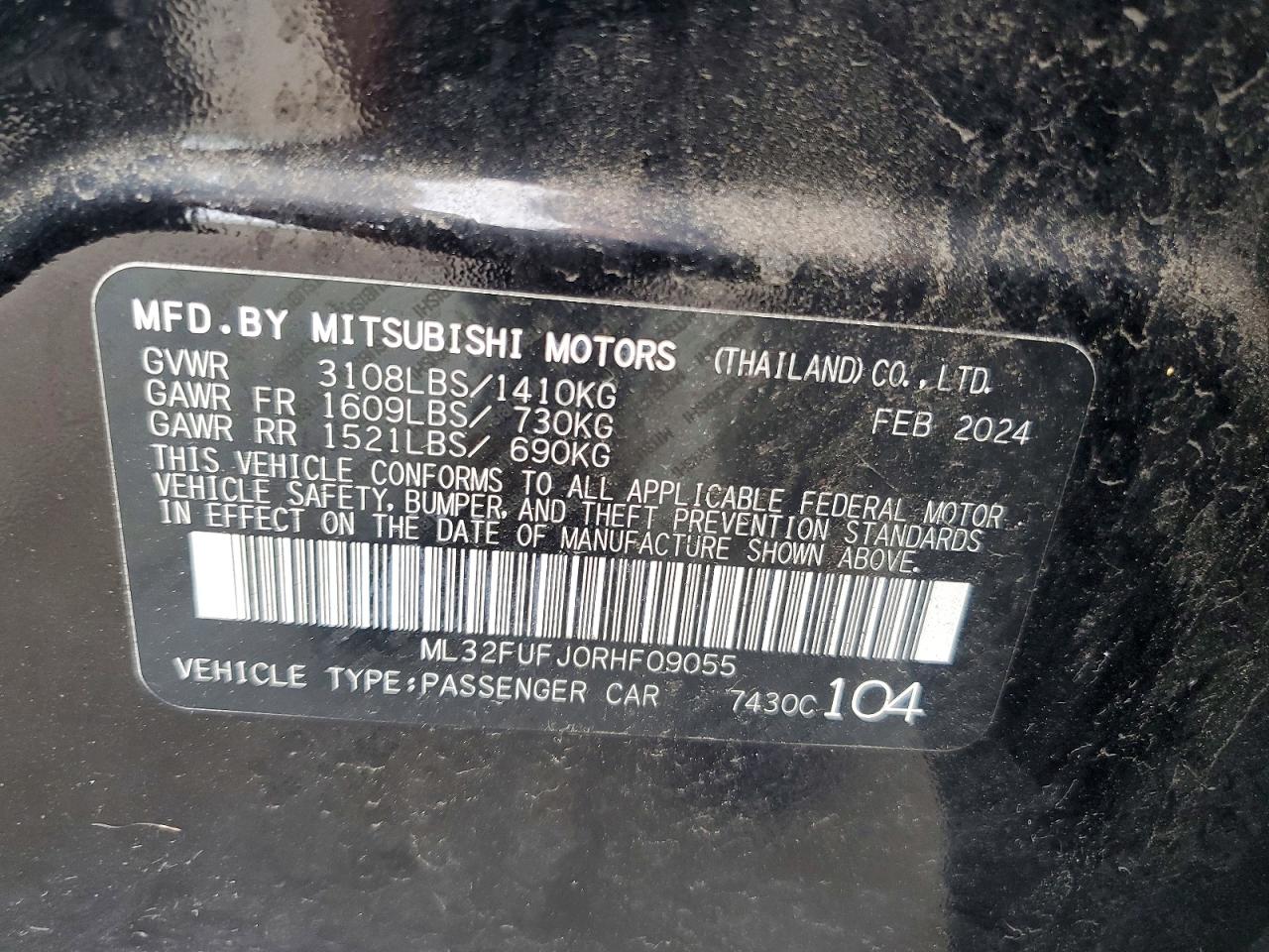 2024 Mitsubishi Mirage G4 Es Black vin: ML32FUFJ0RHF09055