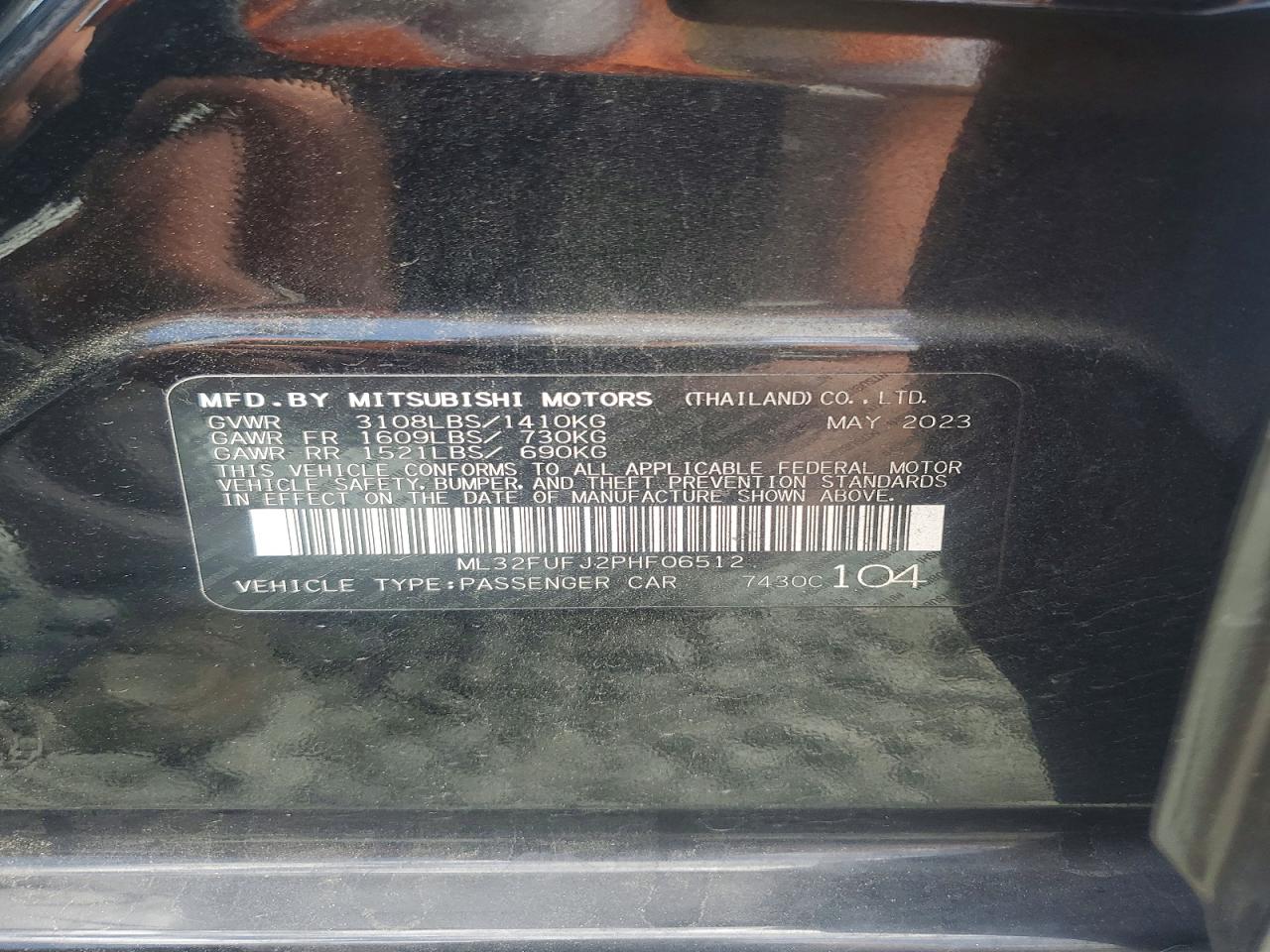 2023 Mitsubishi Mirage G4 Es Black vin: ML32FUFJ2PHF06512