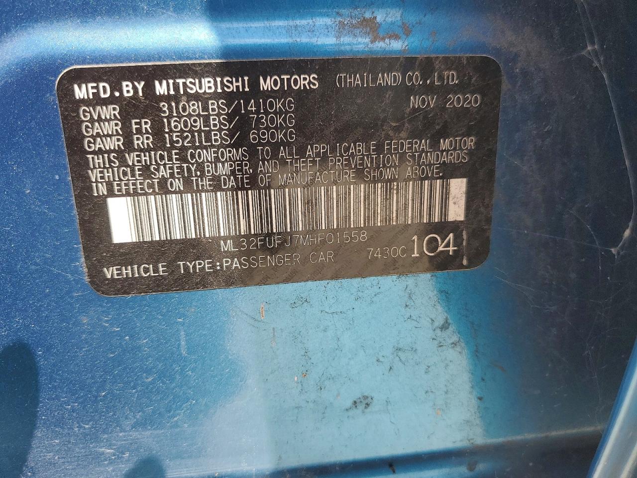 2021 Mitsubishi Mirage G4 Es Two Tone vin: ML32FUFJ7MHF01558