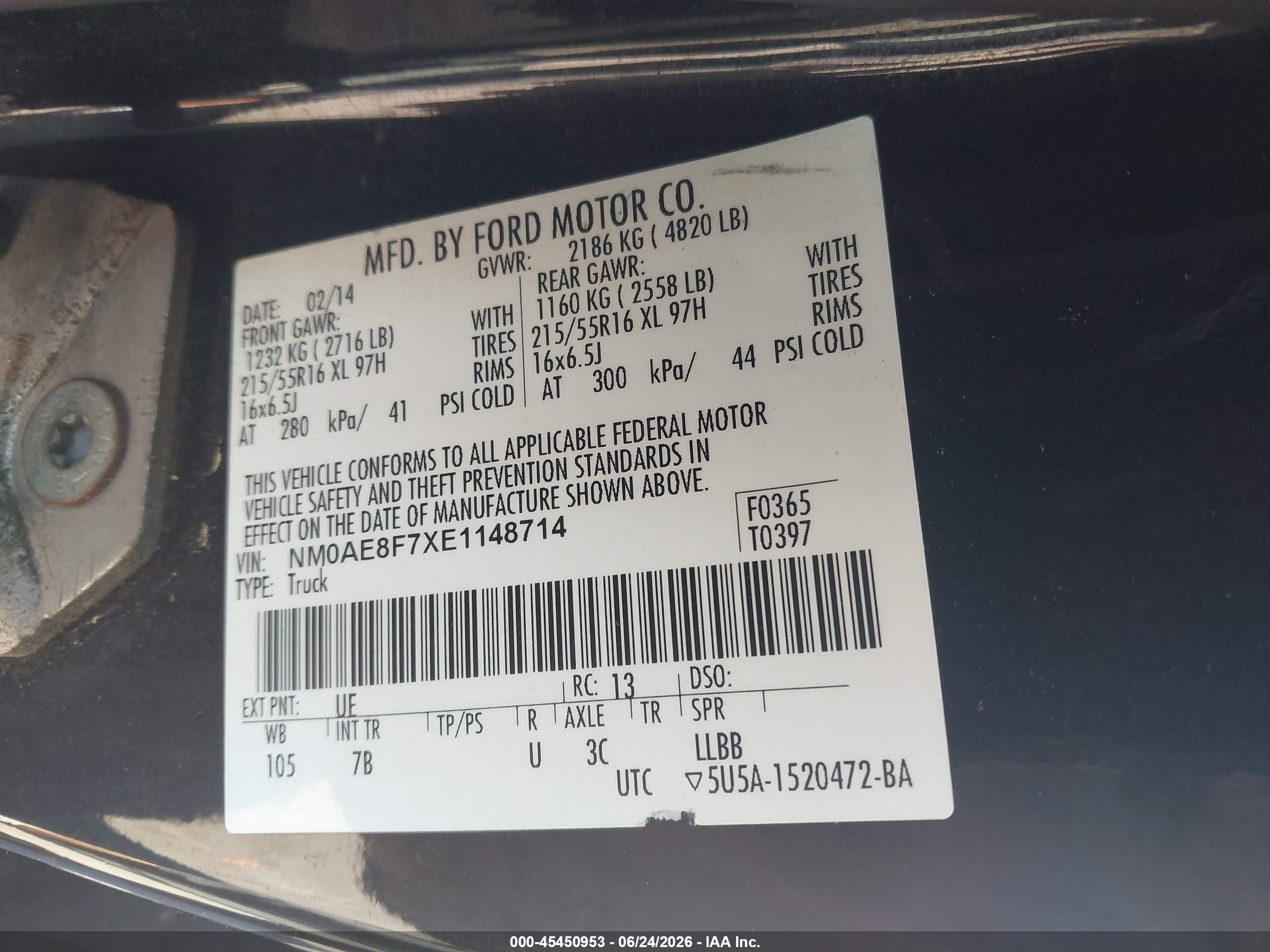 2014 Ford Transit Connect Xlt Black vin: NM0AE8F7XE1148714