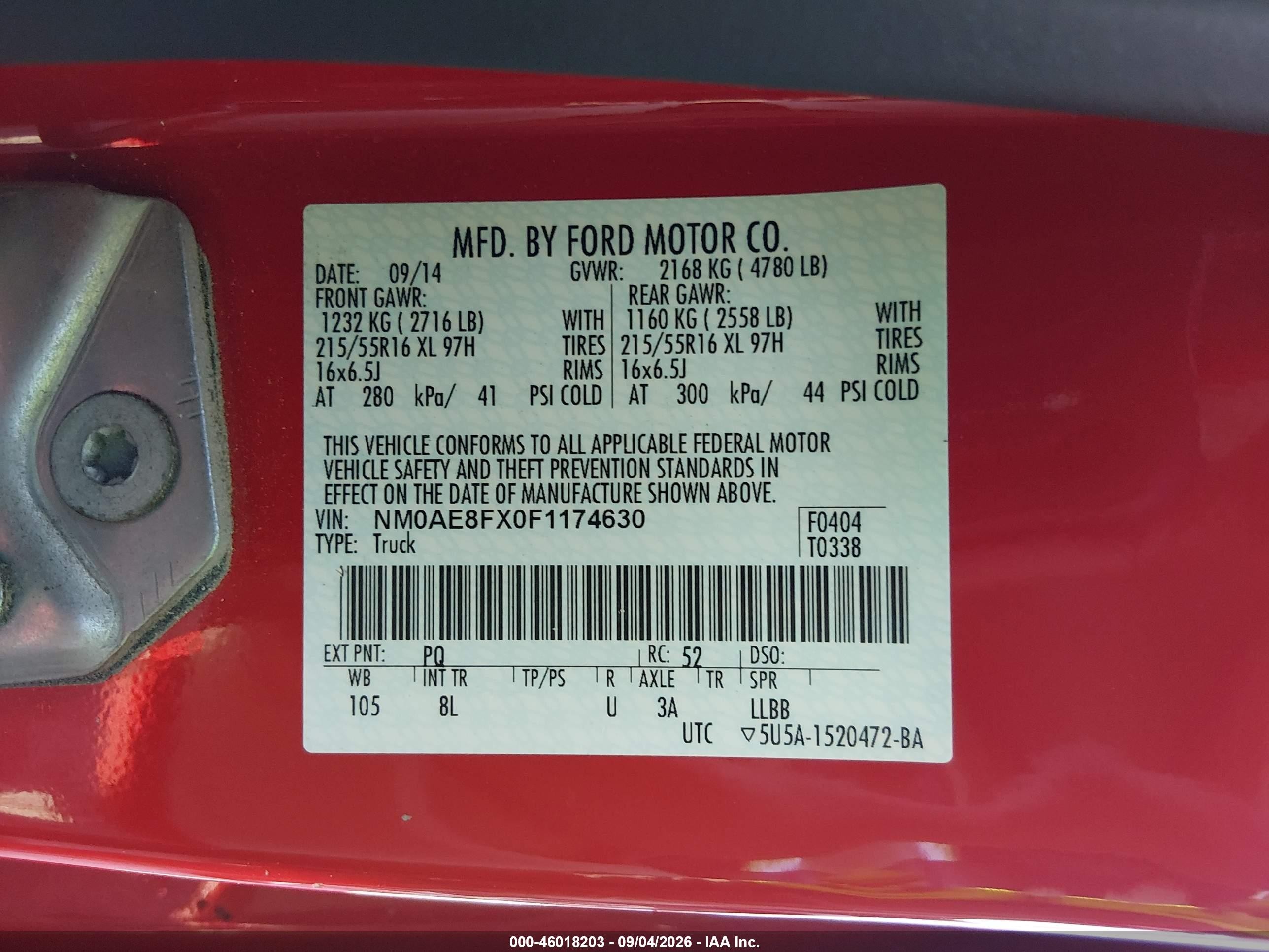 2015 Ford Transit Connect Xlt Red vin: NM0AE8FX0F1174630