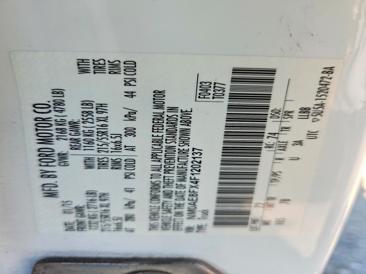 2015 Ford Transit Connect Xlt White vin: NM0AE8FX4F1202137