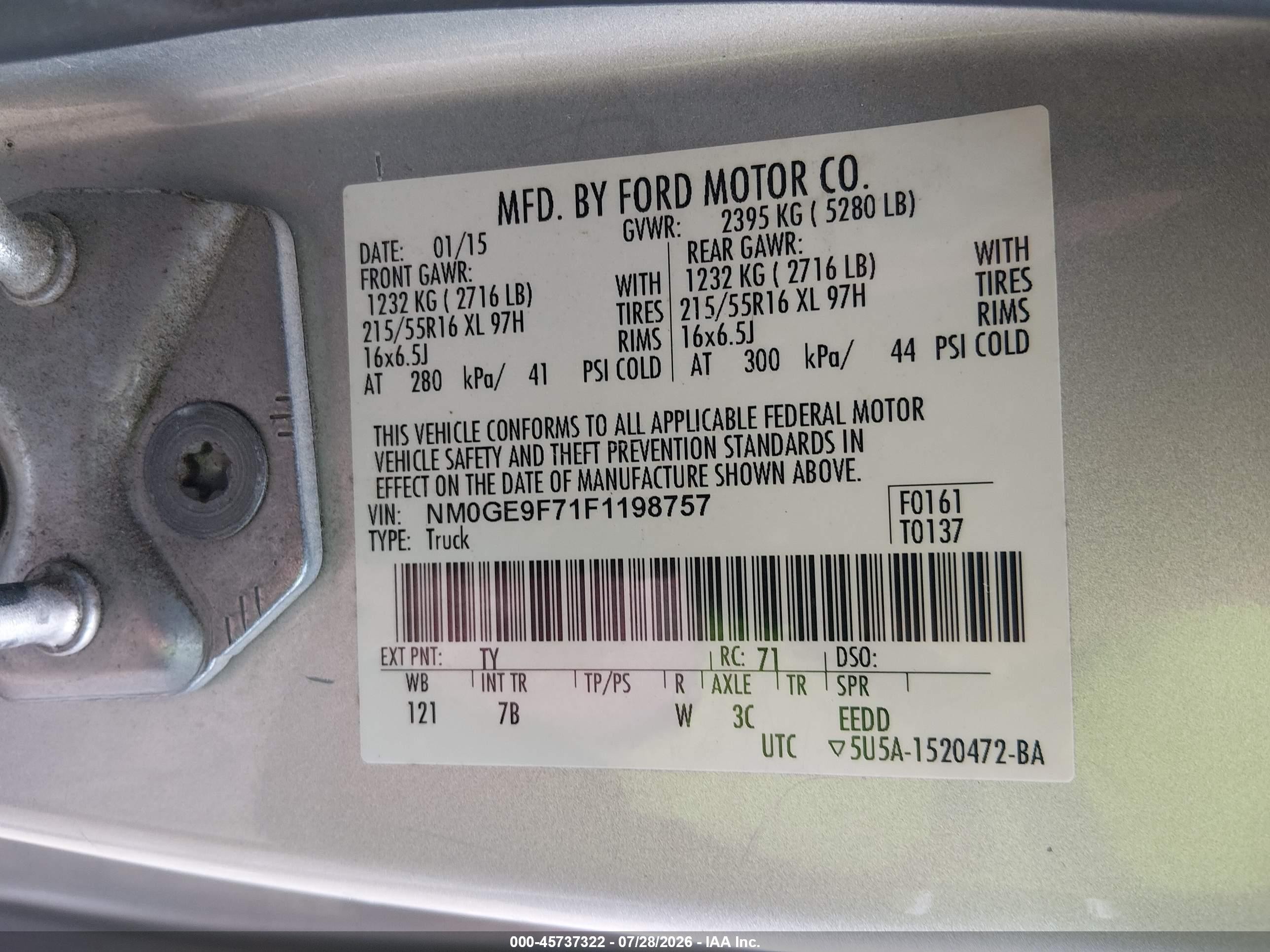2015 Ford Transit Connect Xlt Silver vin: NM0GE9F71F1198757