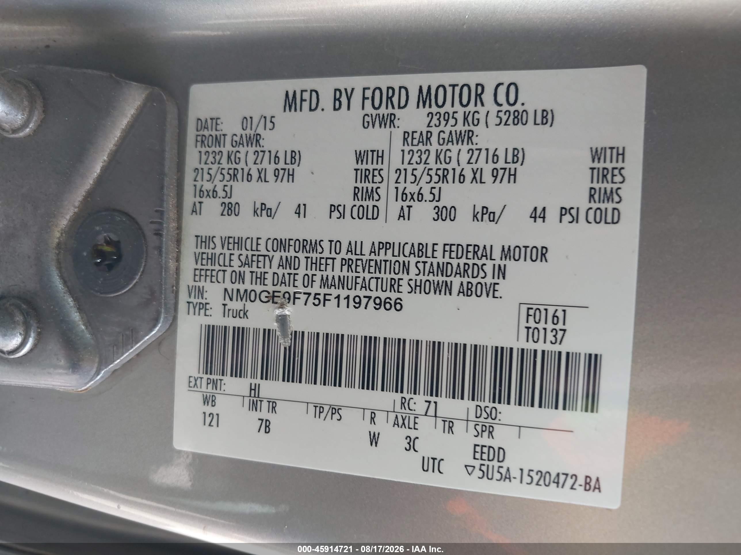 2015 Ford Transit Connect Xlt Gold vin: NM0GE9F75F1197966