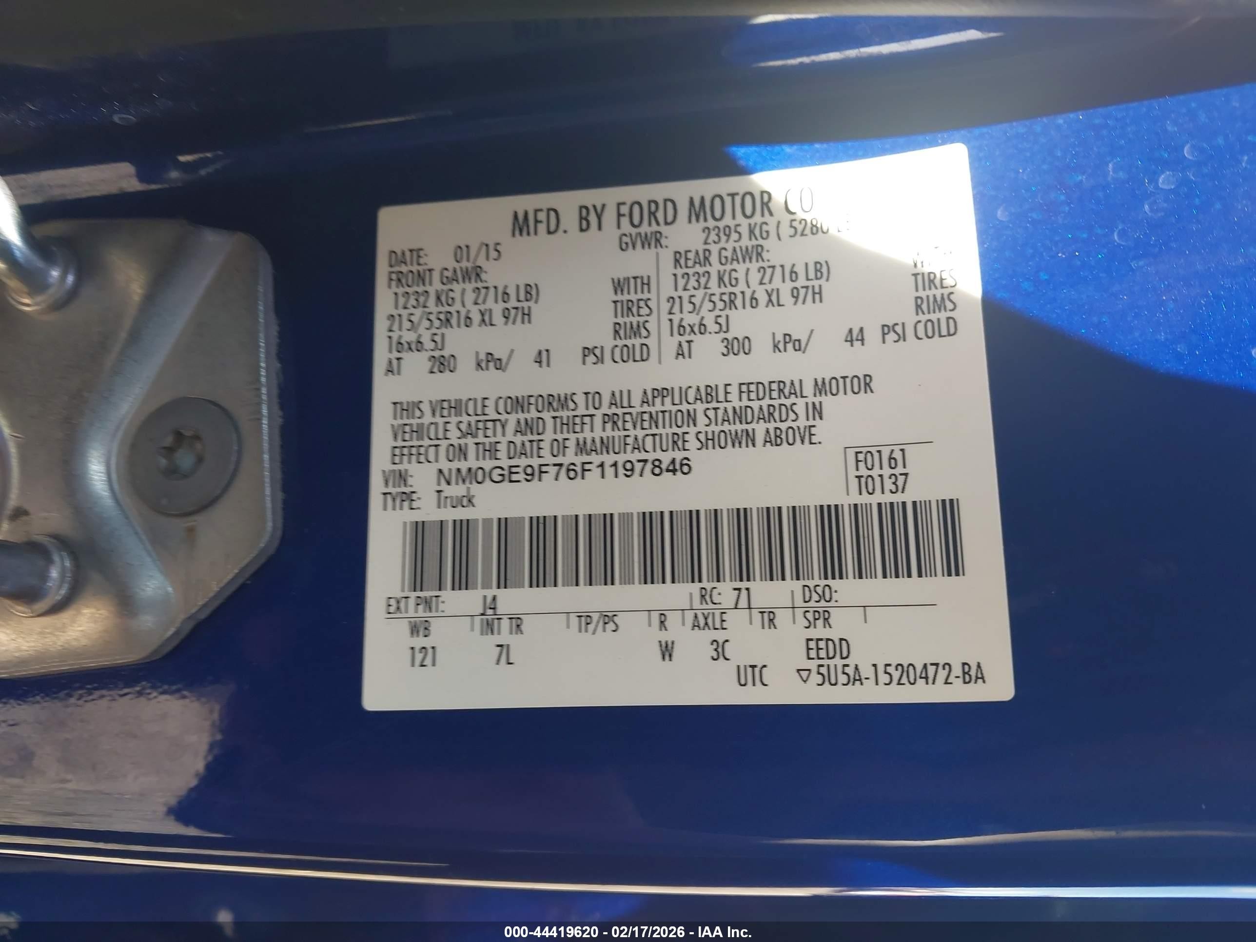 2015 Ford Transit Connect Xlt Blue vin: NM0GE9F76F1197846