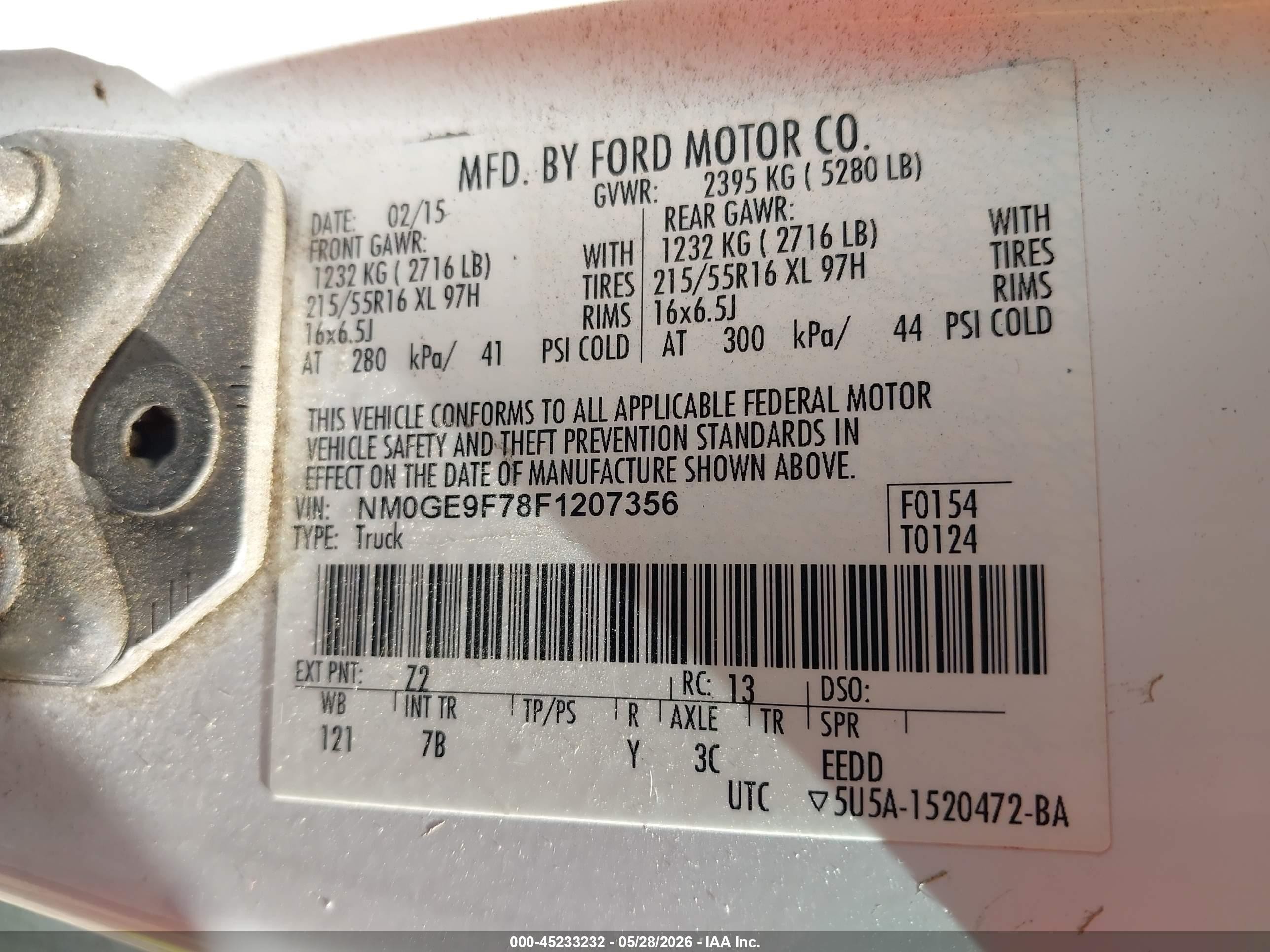 2015 Ford Transit Connect Xlt Белый vin: NM0GE9F78F1207356