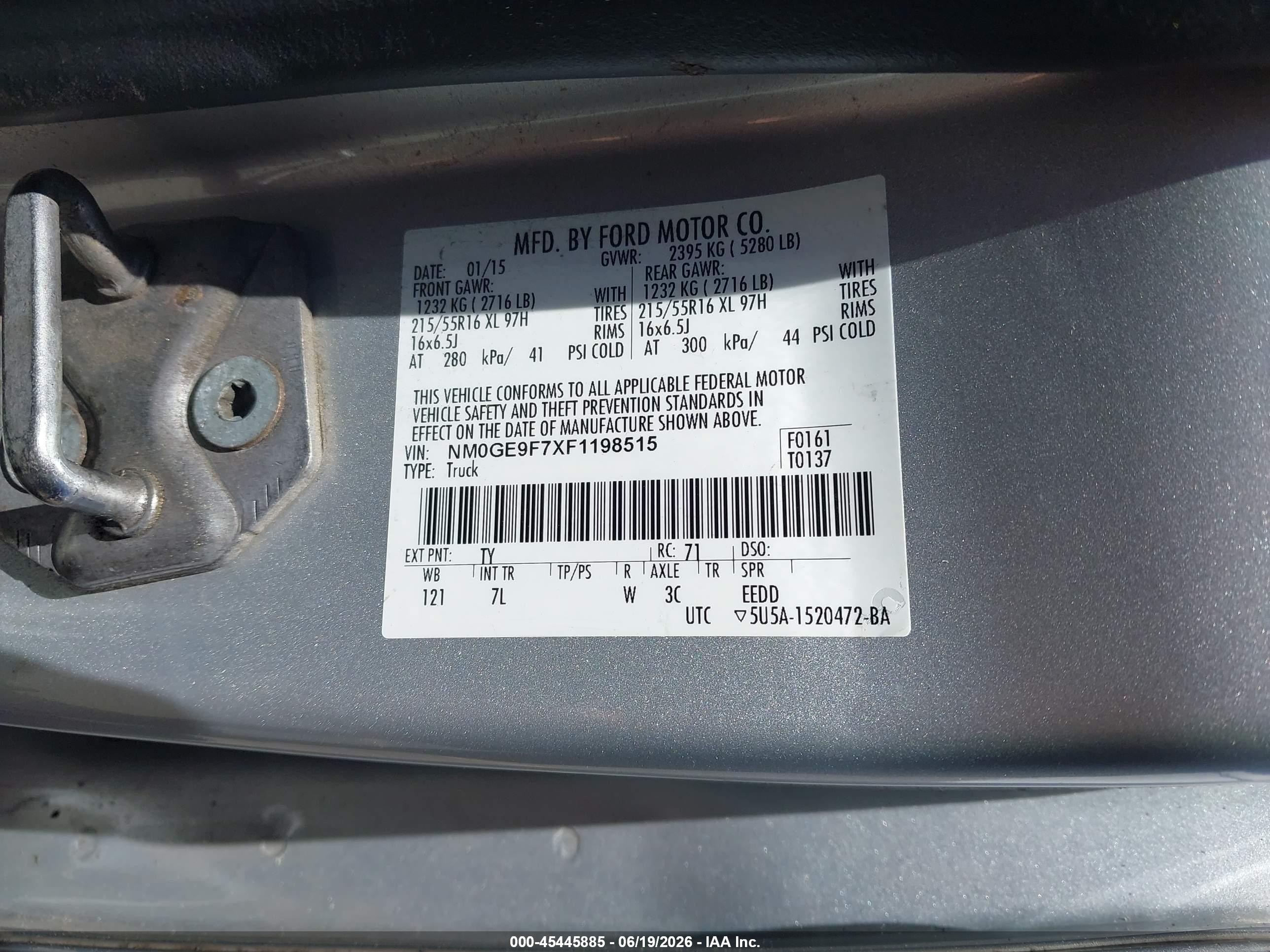 2015 Ford Transit Connect Xlt Silver vin: NM0GE9F7XF1198515