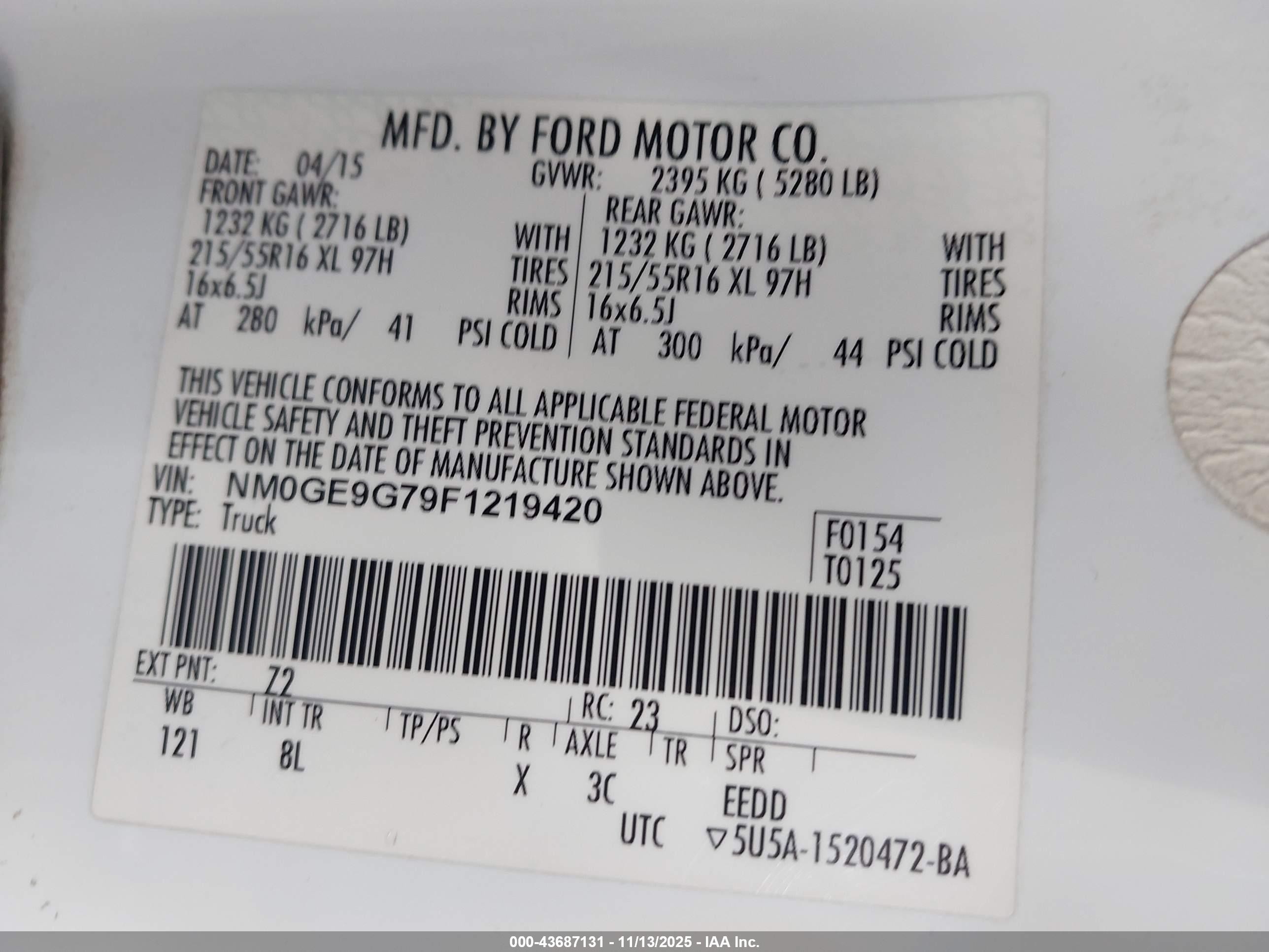 2015 Ford Transit Connect Titanium White vin: NM0GE9G79F1219420