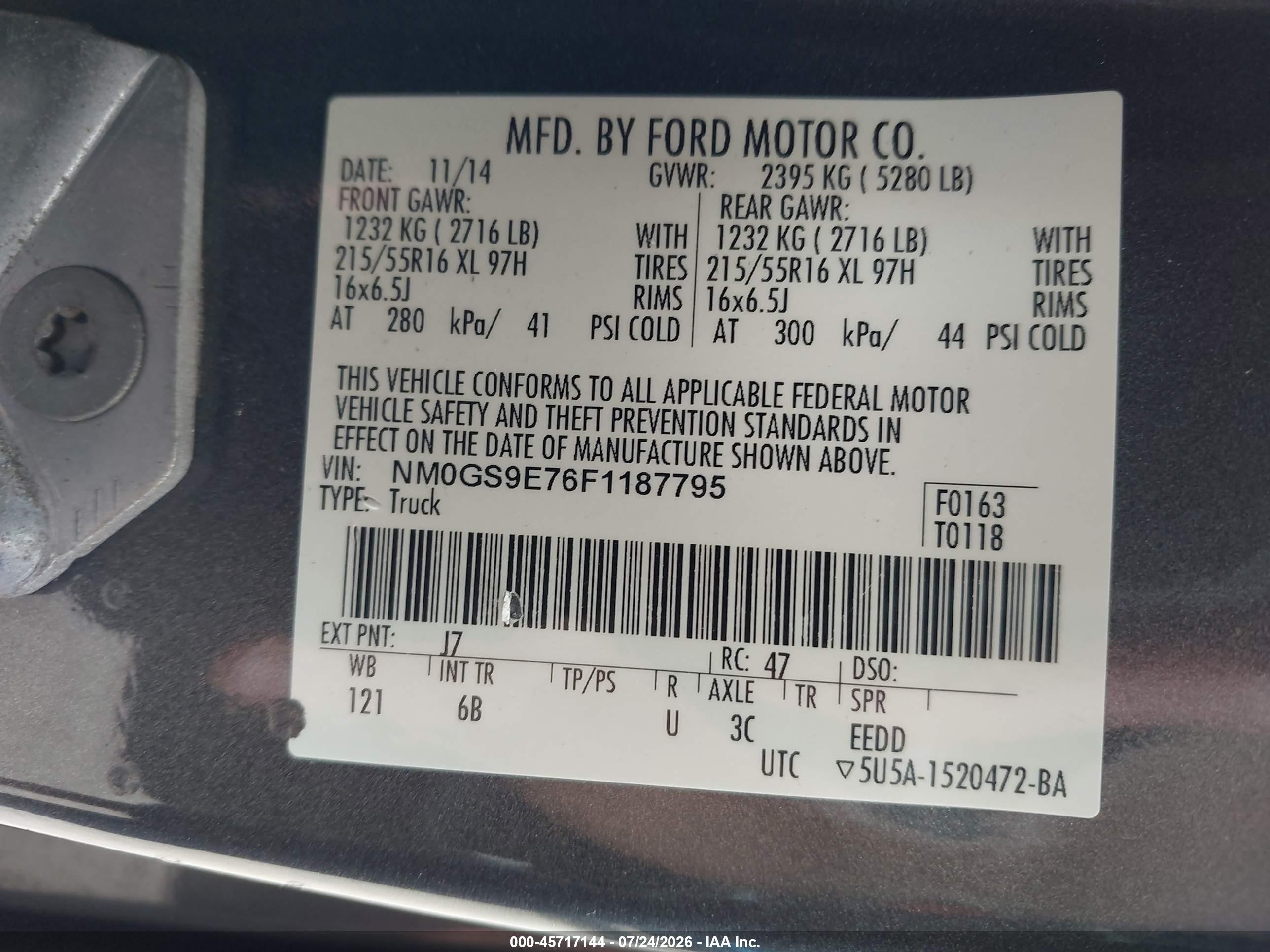 2015 Ford Transit Connect Xl Gray vin: NM0GS9E76F1187795